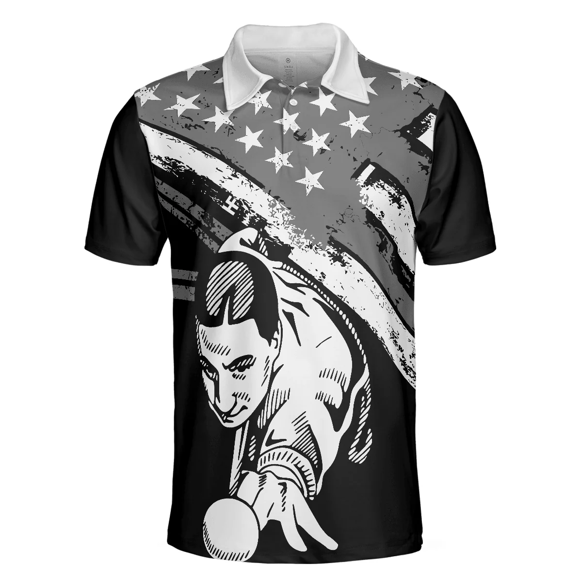 Billiards Men Polo Shirt, Aim Shoot Swear Repeat, American Flag Pattern Billiards Polo Shirt For Men - Gift For Billiards Lovers, Billiards Players - Image 4