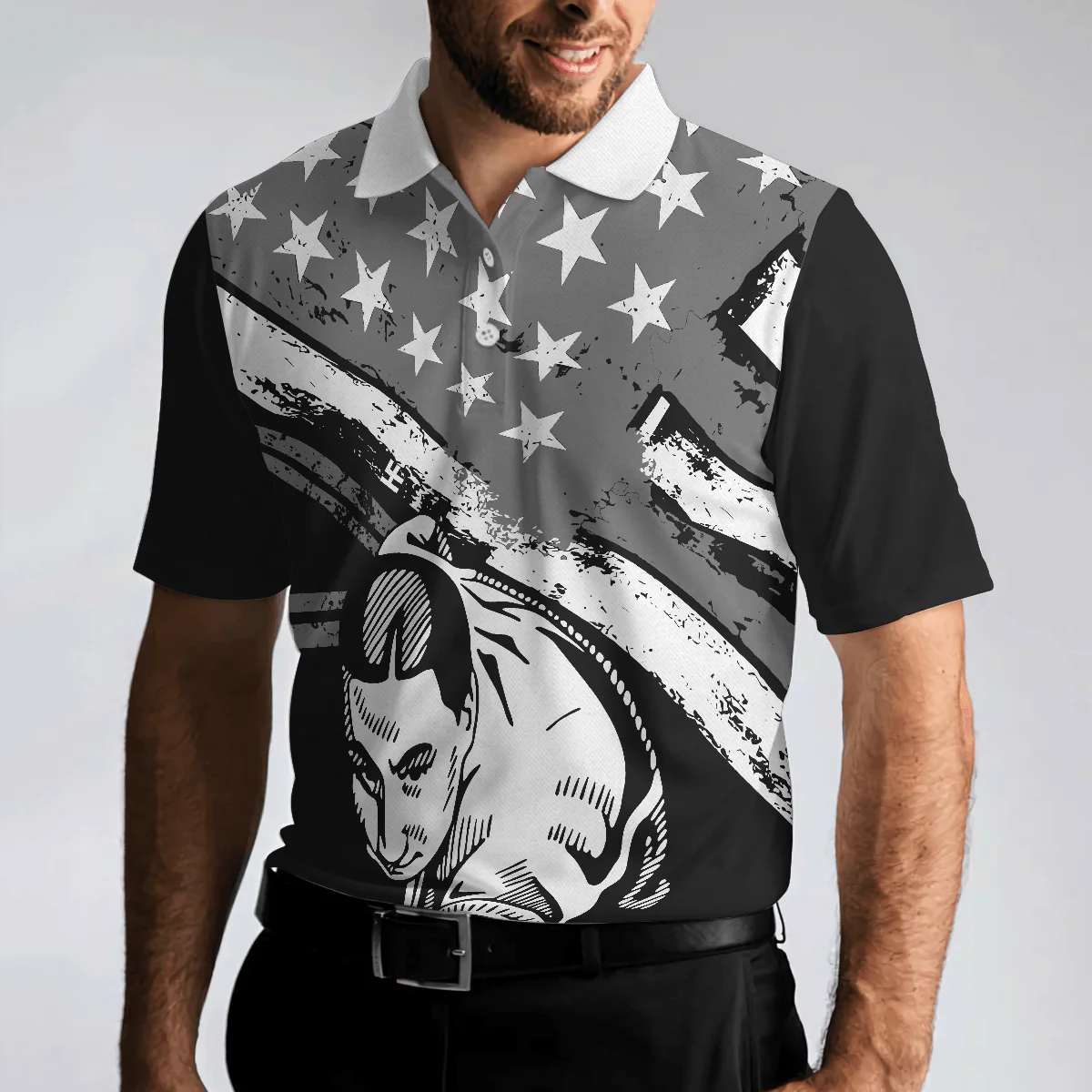Billiards Men Polo Shirt, Aim Shoot Swear Repeat, American Flag Pattern Billiards Polo Shirt For Men - Gift For Billiards Lovers, Billiards Players - Image 5