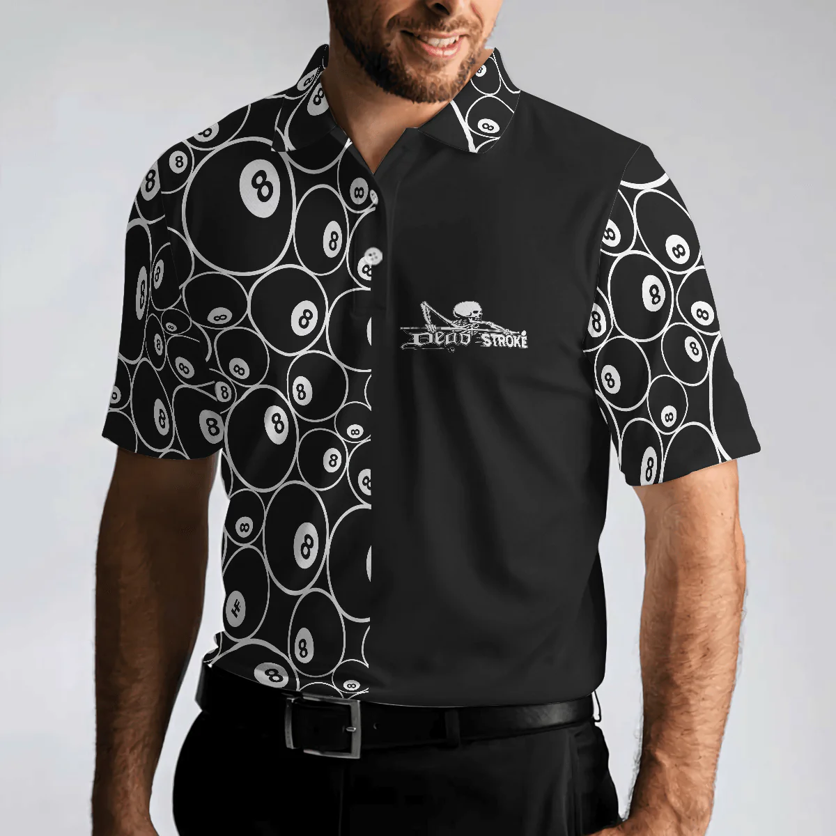 Billiards Men Polo Shirt, Billiards Skeleton Dead Stroke Men Polo Shirt, 8-ball Polo Shirt, Best Billiards Shirt For Men - Image 6