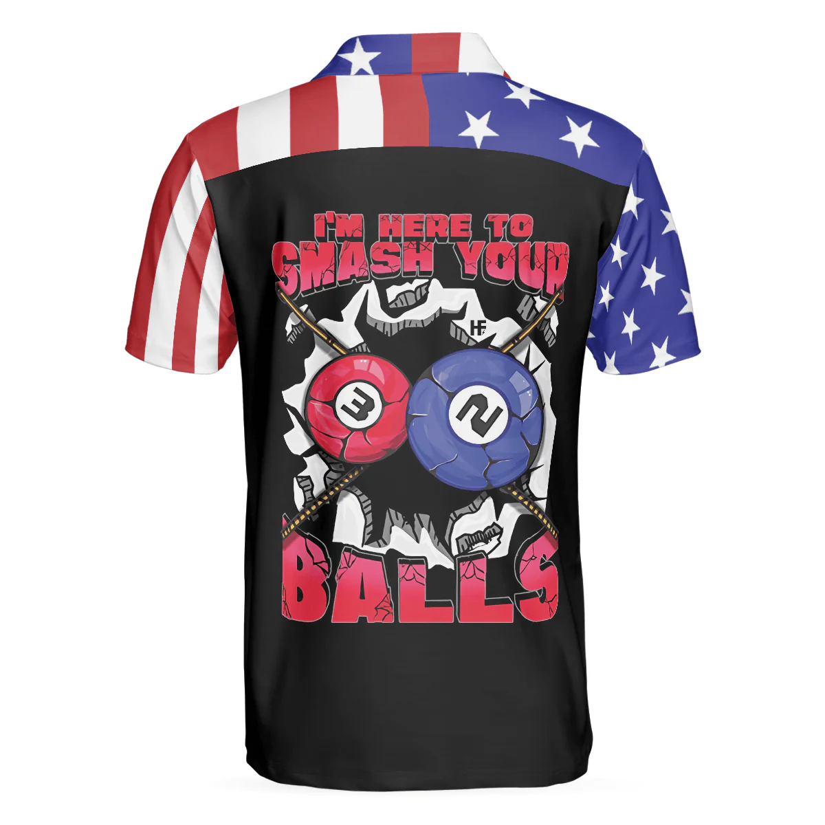 Billiards Men Polo Shirt, I'm Here To Smash Your Balls Billiards Polo Shirt, Skull American Flag Shirt For Men, Billiards Lovers - Image 3