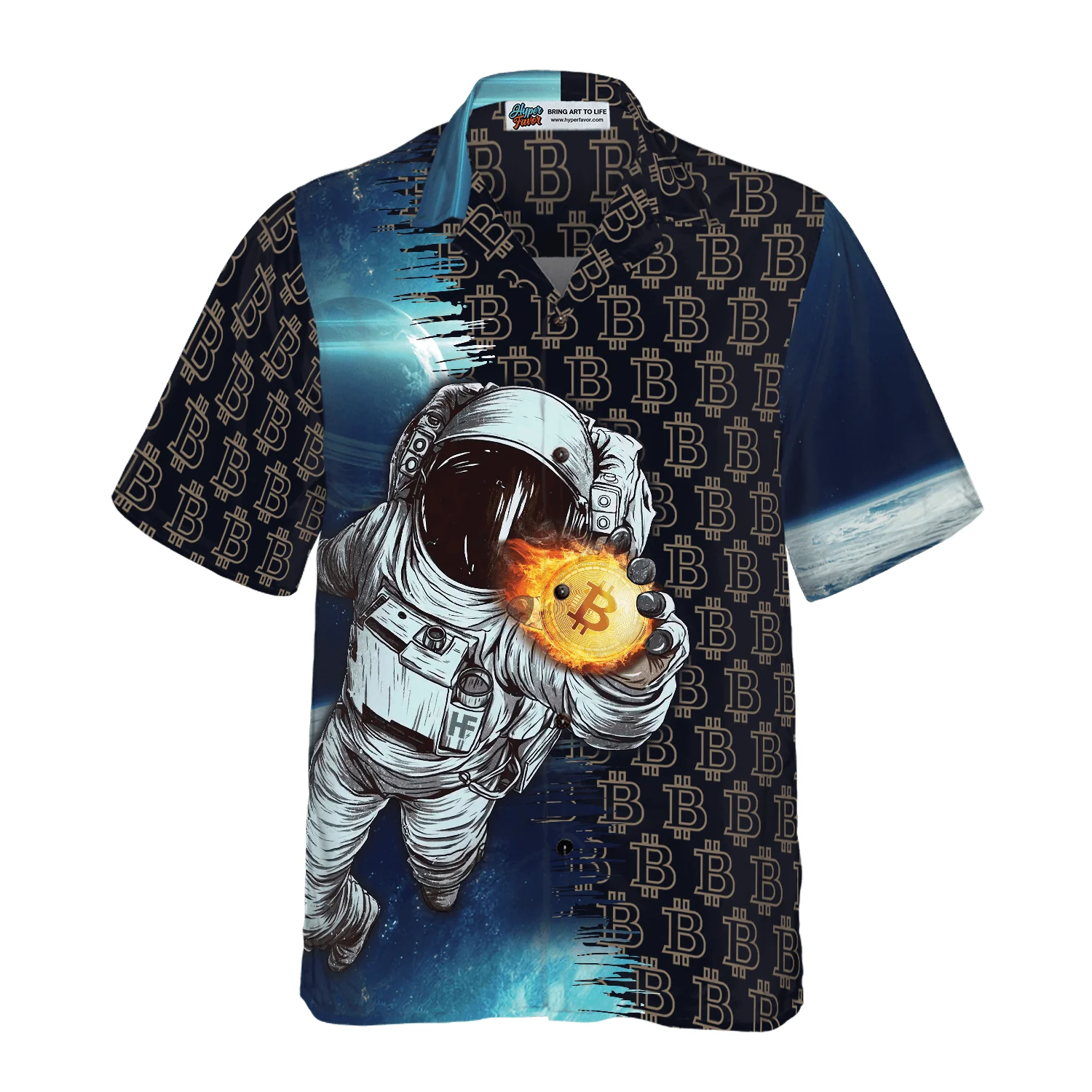 Bitcoin Astronaut Hawaiian Shirt For Summer, Colorful Hawaiian Shirt Outfit For Men Women, Gift For Friend, Team, Family - Image 3