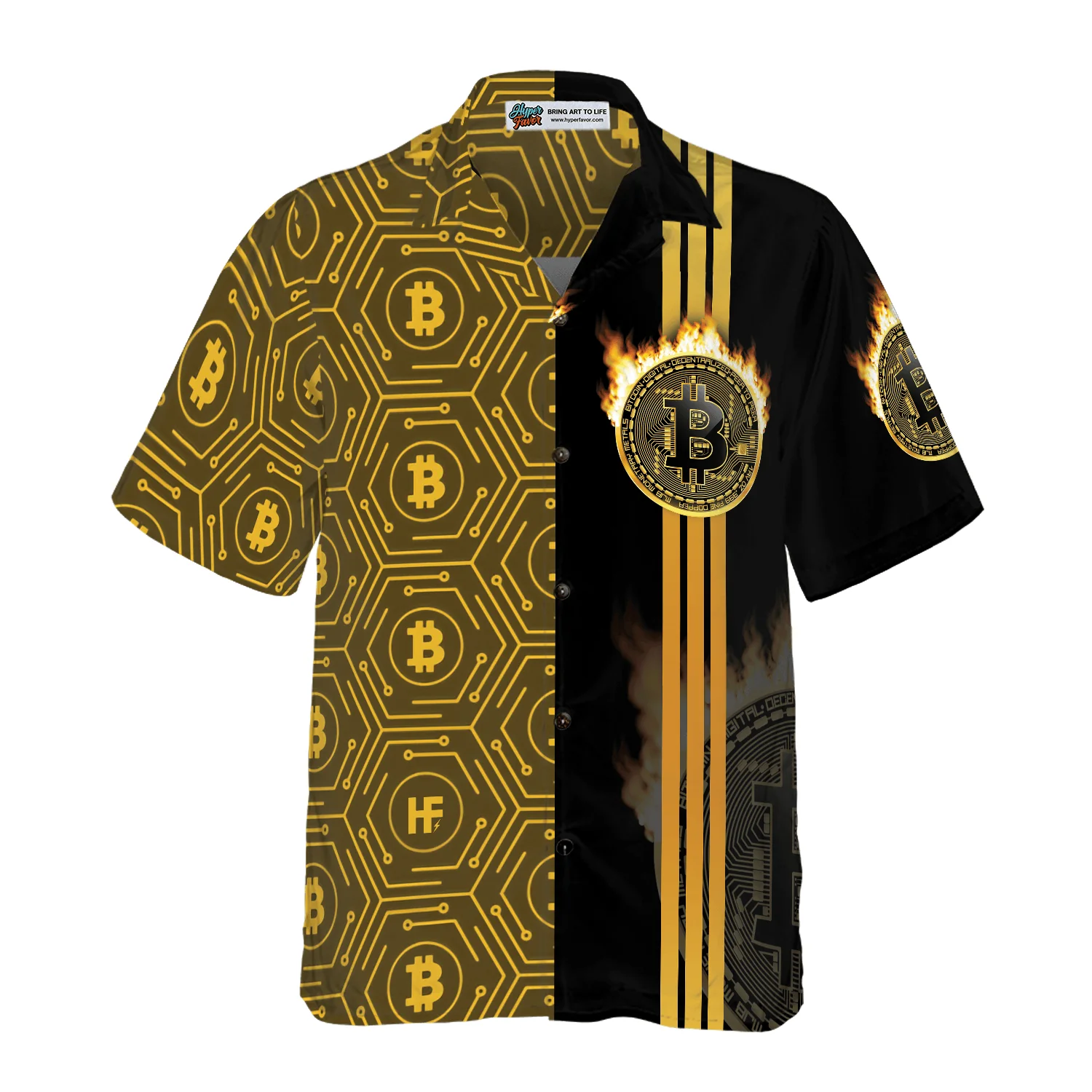 Bitcoin Flame Hawaiian Shirt For Summer, Colorful Hawaiian Shirt Outfit For Men Women, Gift For Friend, Team, Family - Image 3