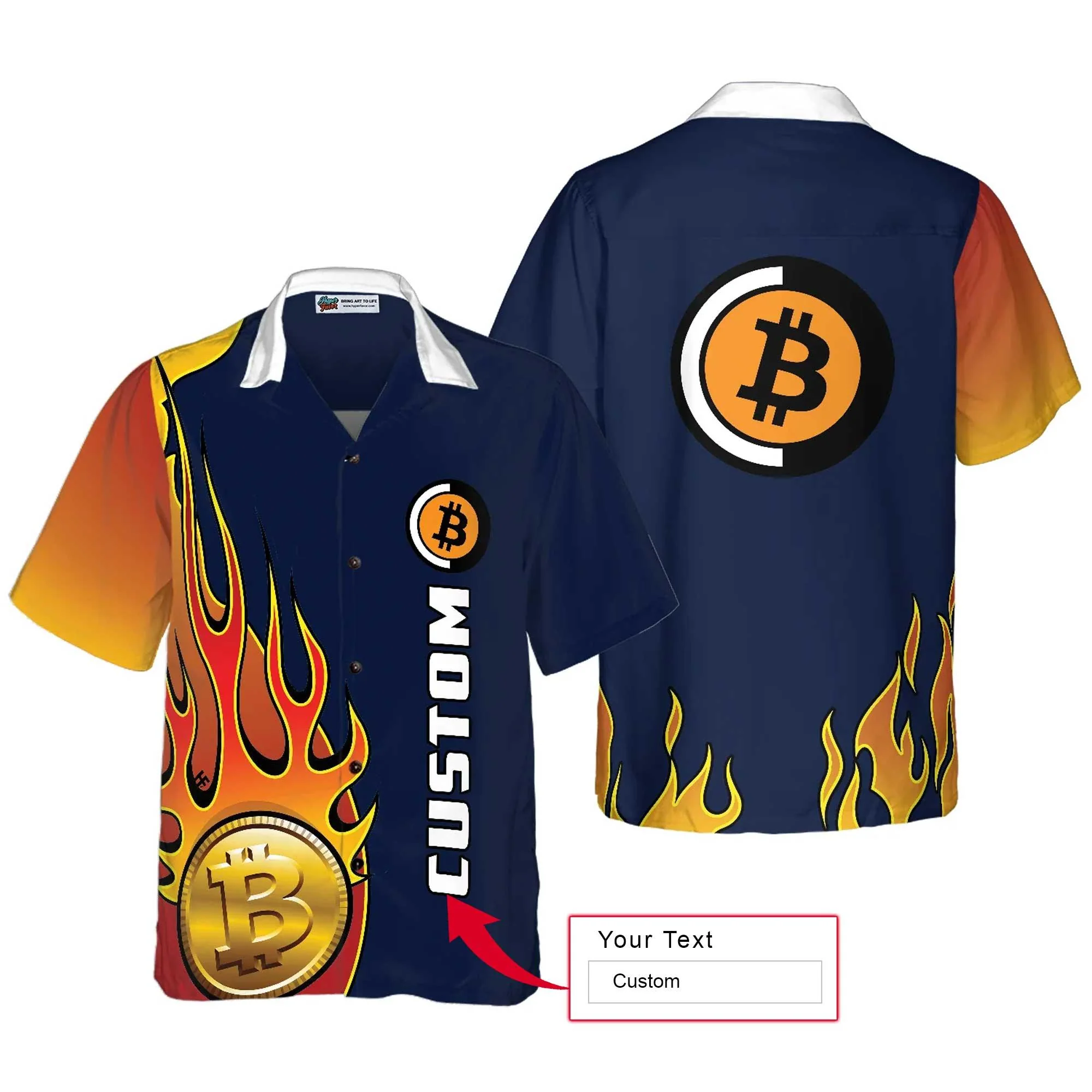 Bitcoin Logo Custom Aloha Hawaiian Shirt For Summer, Personalized Colorful Hawaiian Shirt Outfit For Men Women, Gift For Friend, Team, Family