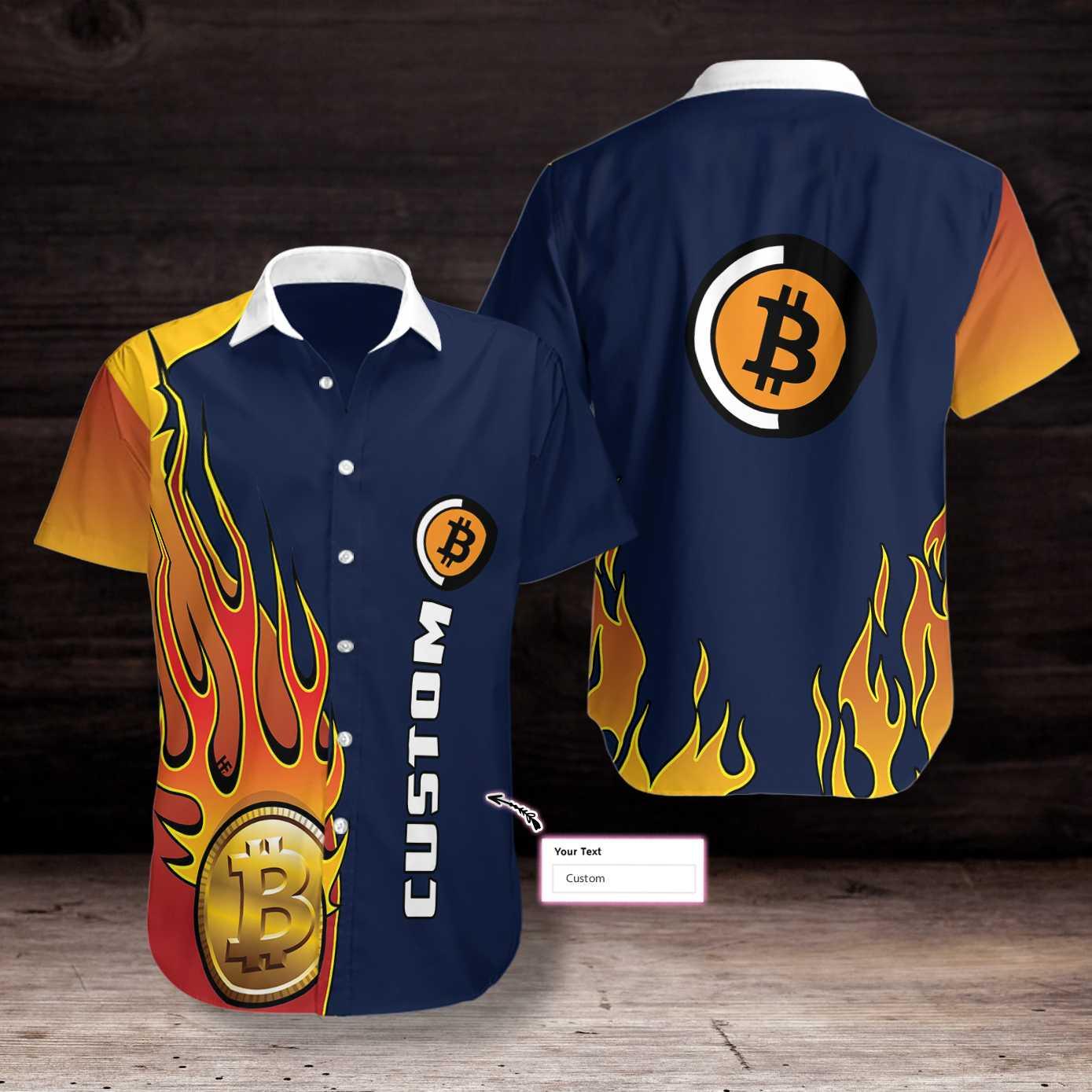 Bitcoin Logo Custom Name Hawaiian Shirt, Personalized Colorful Summer Aloha Shirt For Men Women, Perfect Gift For Friend, Family, Husband, Wife