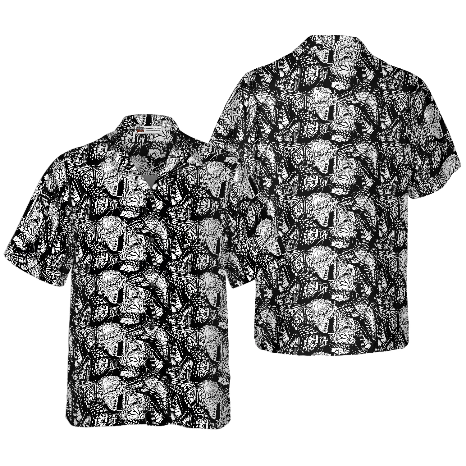 Black And White Butterfly Hawaiian Shirt, Colorful Summer Aloha Shirts For Men Women, Perfect Gift For Husband, Wife, Boyfriend, Friend