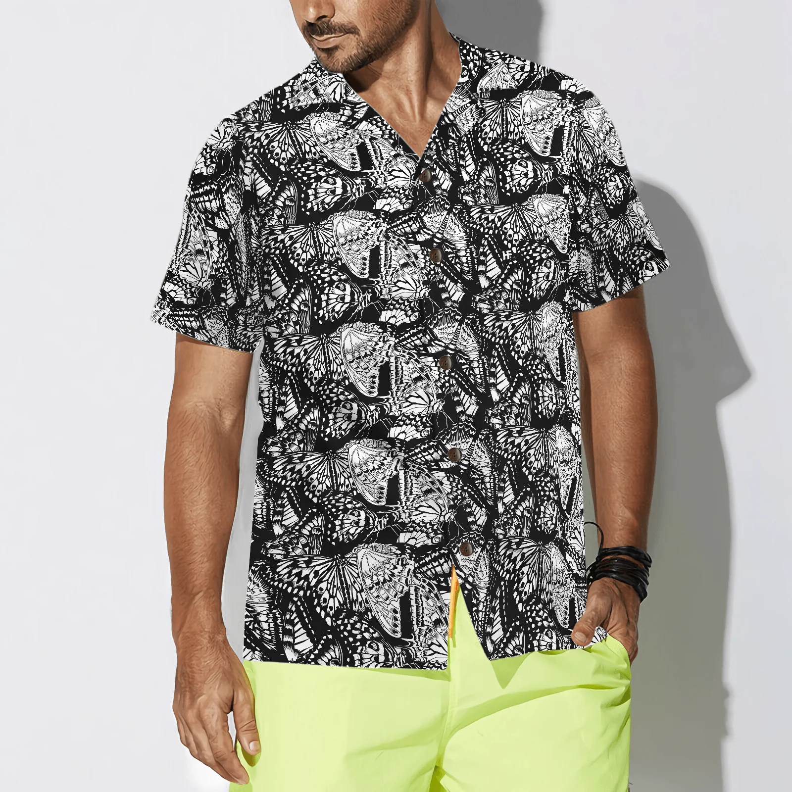 Black And White Butterfly Hawaiian Shirt, Colorful Summer Aloha Shirts For Men Women, Perfect Gift For Husband, Wife, Boyfriend, Friend - Image 5