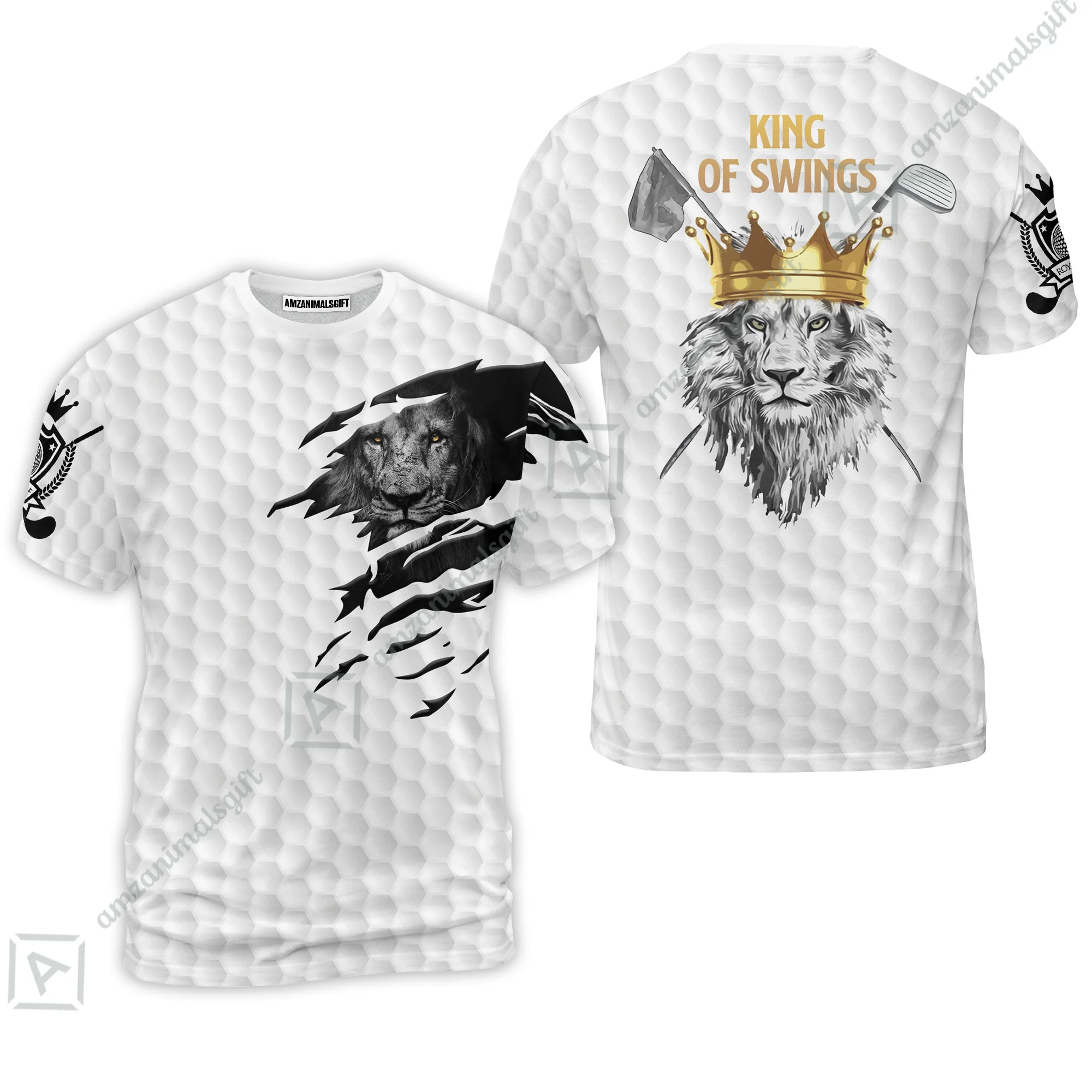 Black And White Lion King Sketching Golf Women Polo Shirt, King Of Swings Lion Golfing Women Polo Shirt - Image 8