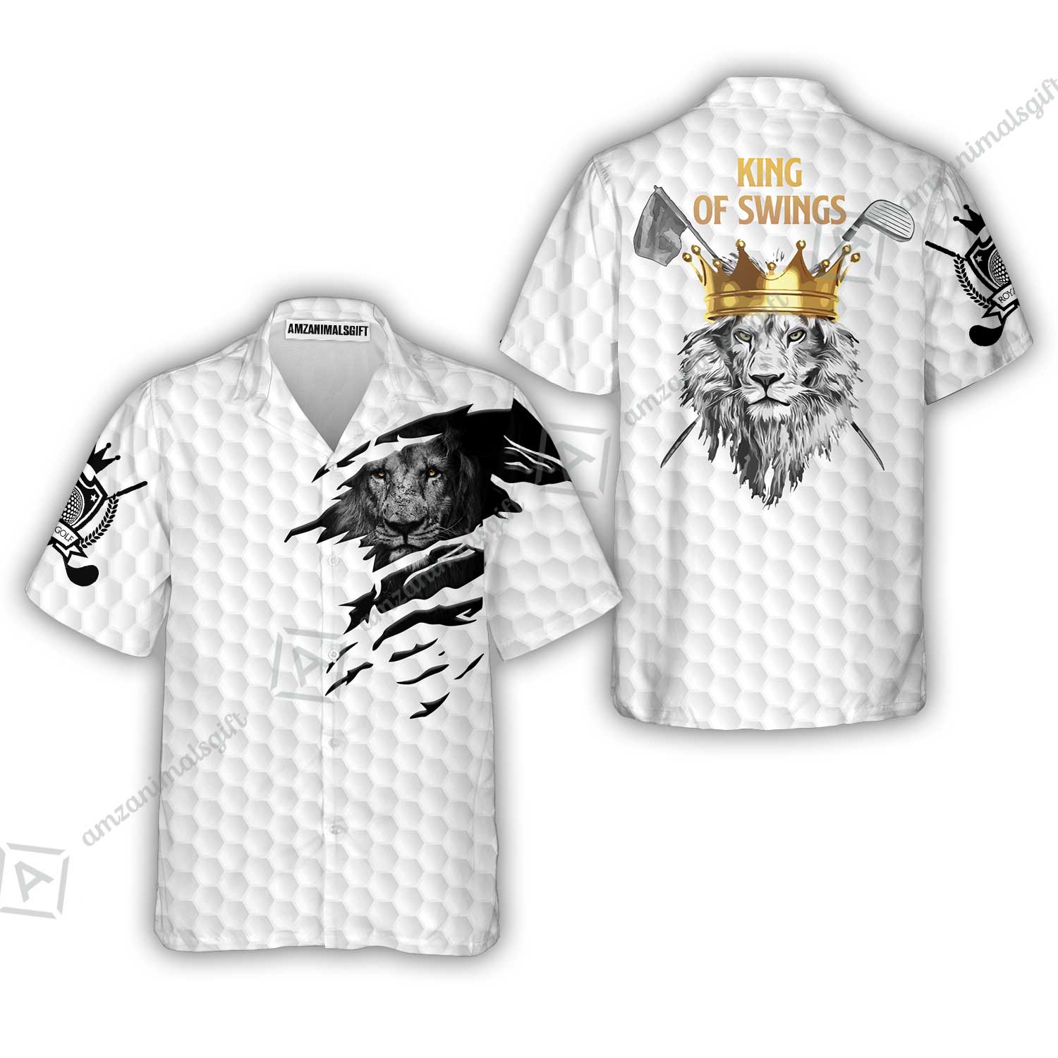 Black And White Lion King Sketching Golf Women Polo Shirt, King Of Swings Lion Golfing Women Polo Shirt - Image 7