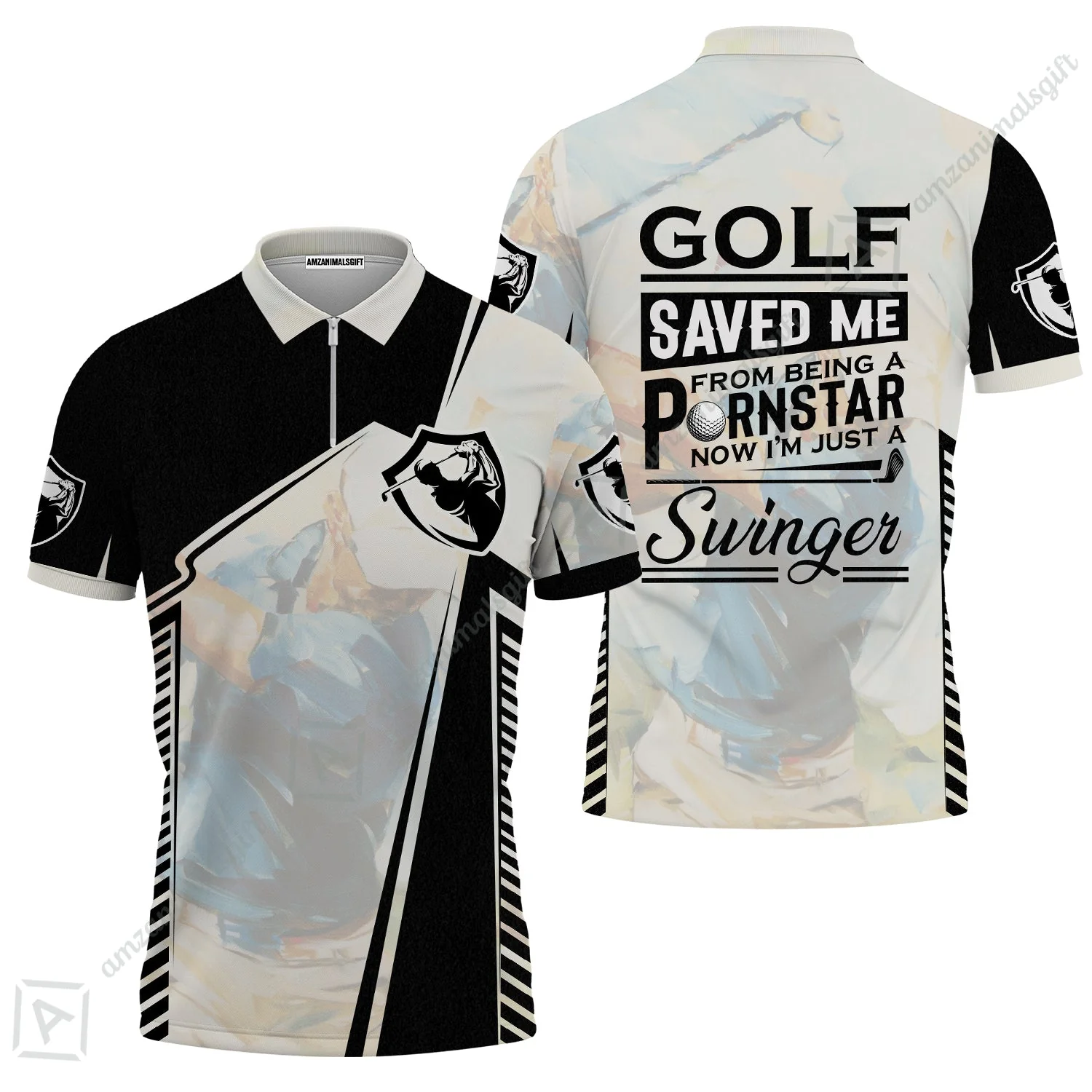 Black And White Hawaiian Shirt, Golf Saved Me Golfing Hawaiian Shirt - Image 3