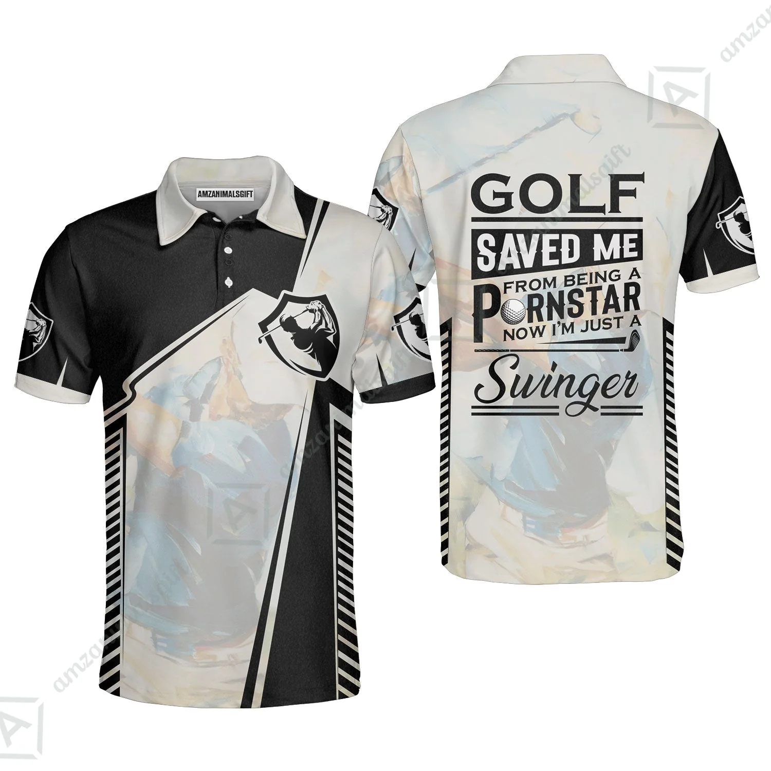 Black And White Hawaiian Shirt, Golf Saved Me Golfing Hawaiian Shirt - Image 5