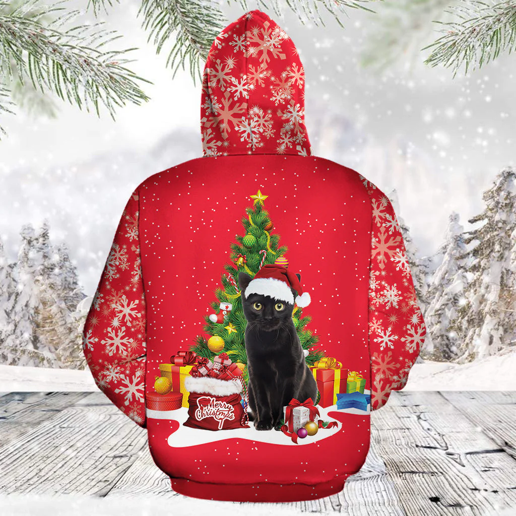 Black Cat Christmas Tree Premium Hoodie, Perfect Outfit For Cat Lover Men And Women On Christmas New Year Autumn Winter - Image 2