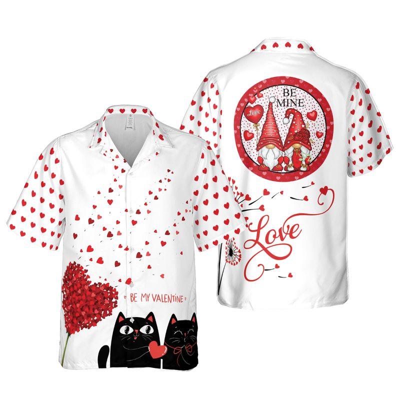 Black Cat Couple Aloha Hawaiian Shirts For Summer, Be My Valentine Hawaiian Set For Men Women, Gift For Husband Wife, Boyfriend, Girlfriend, Cat Lover - Image 5