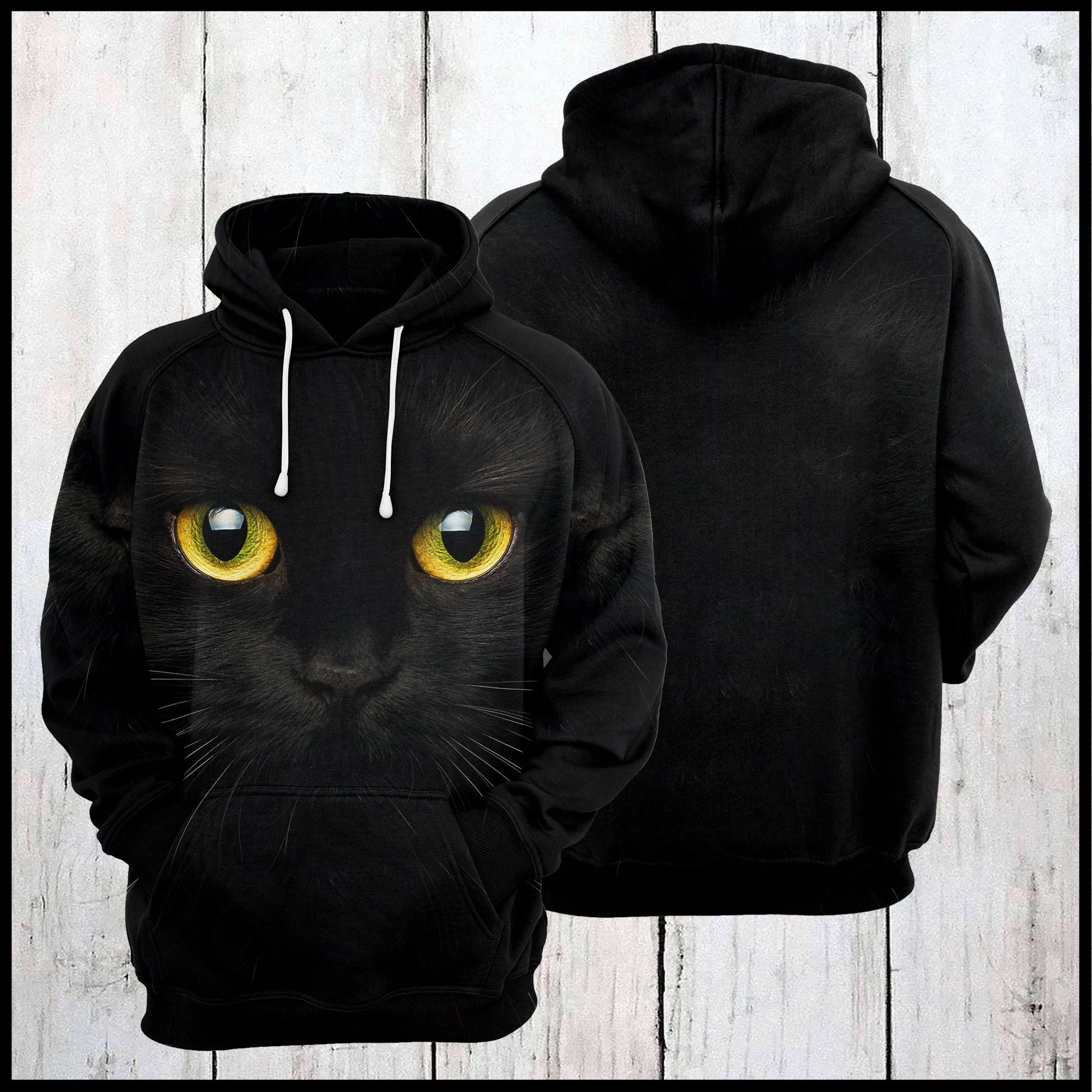 Black Cat Face Premium Hoodie, Perfect Outfit For Men And Women On Christmas New Year Autumn Winter - Image 3