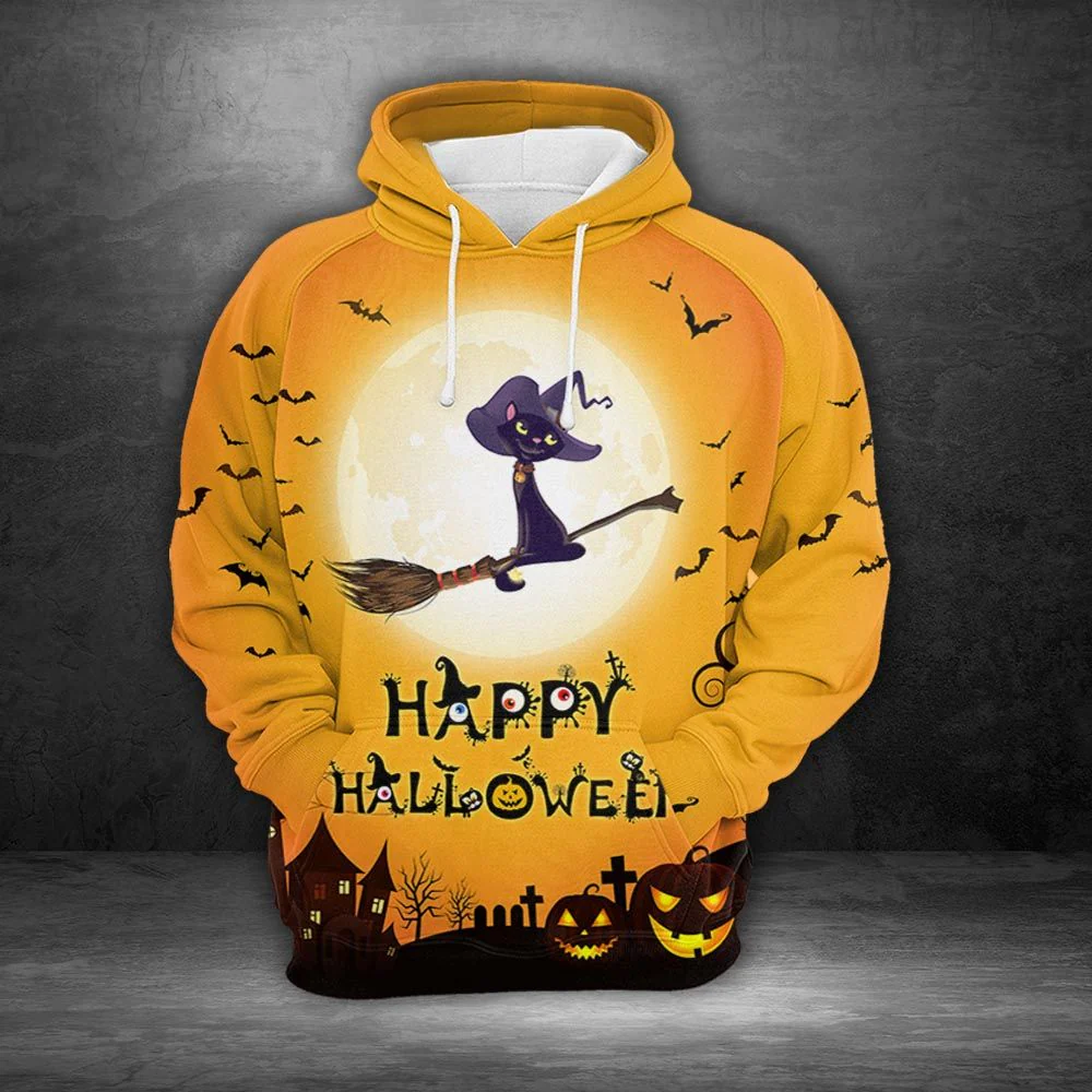 Black Cat Halloween Pumpkin Pullover Premium Hoodie, Perfect Outfit For Men And Women On Christmas New Year Autumn Winter - Image 2