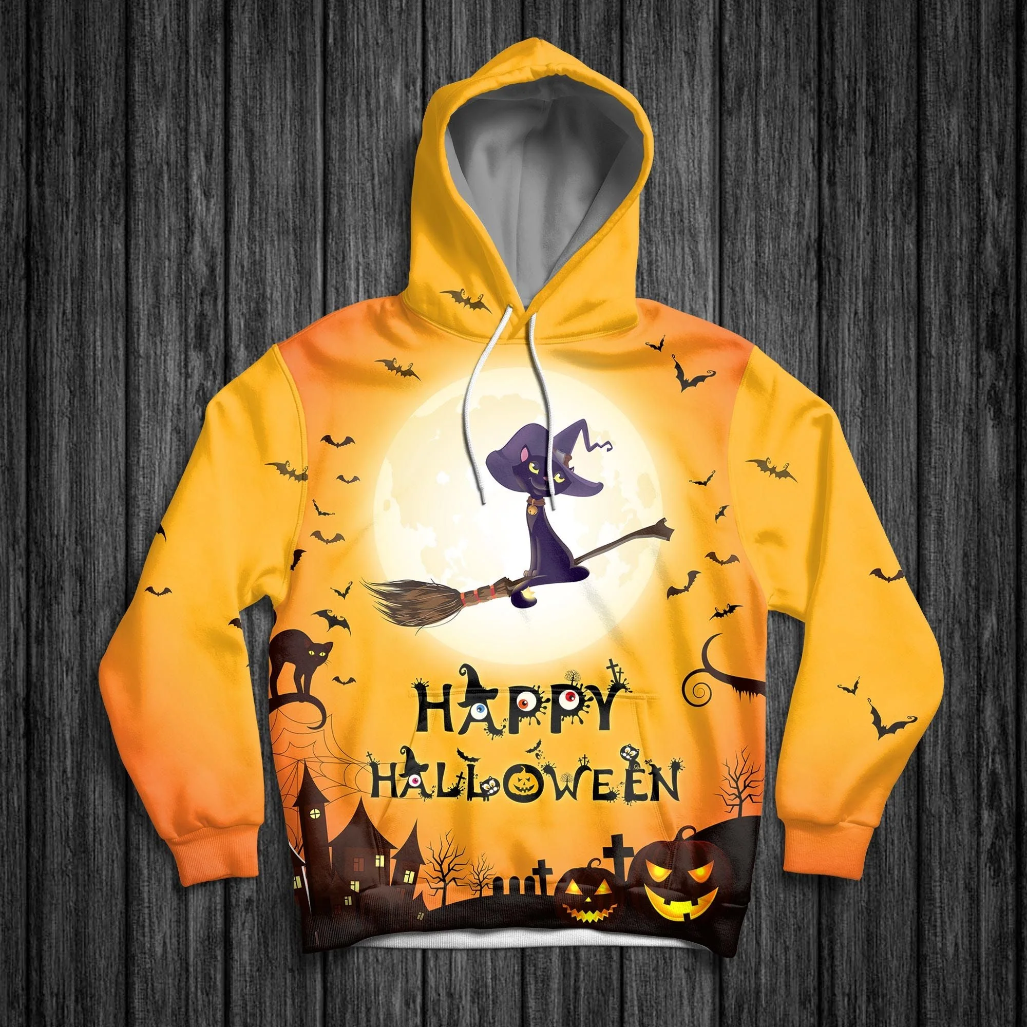 Black Cat Halloween Pumpkin Pullover Premium Hoodie, Perfect Outfit For Men And Women On Christmas New Year Autumn Winter - Image 3