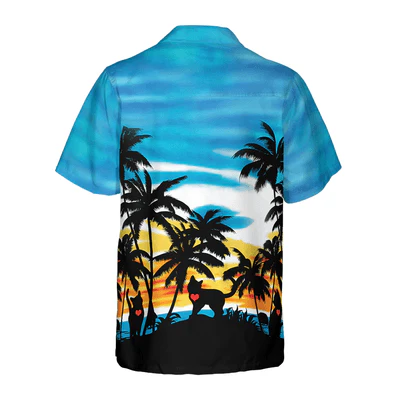 Black Cat Hawaiian Shirt, Cat Love Sunset Shirt For Men - Perfect Gift For Men, Cat Lovers, Husband, Boyfriend, Friend, Family - Image 3