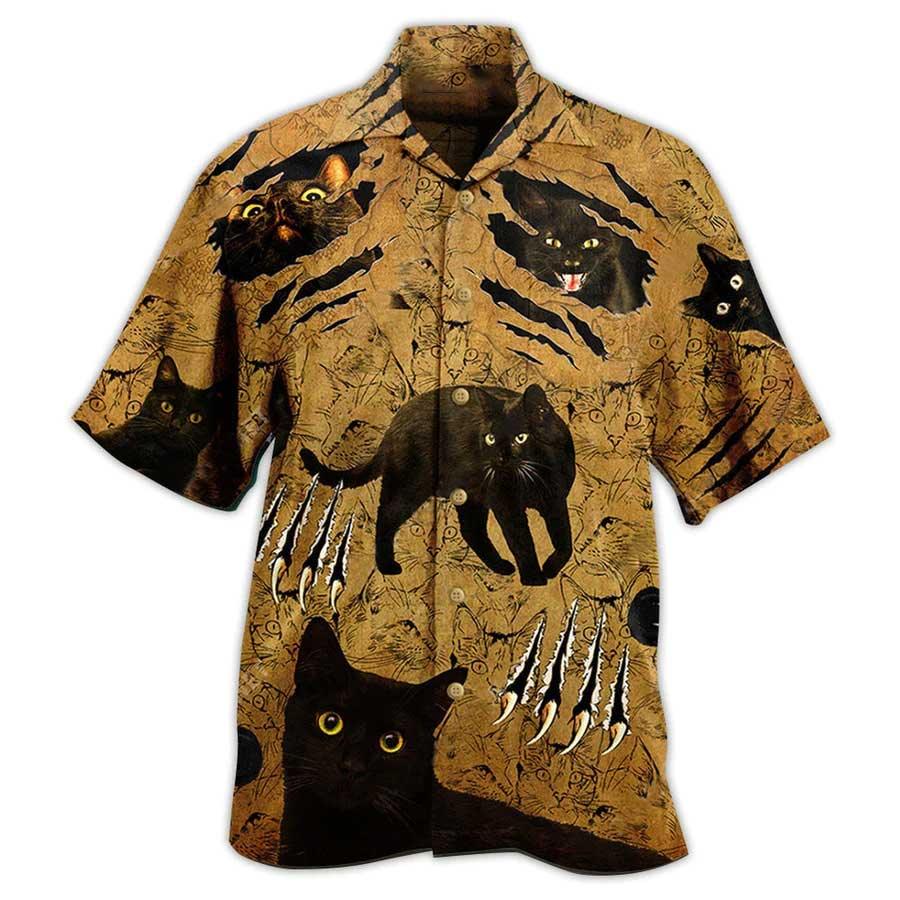 Black Cat Hawaiian Shirt For Summer, Put Your Paws Up, Best Colorful Cool Cat Hawaiian Shirts Outfit For Men Women, Friend, Team, Cat Lovers