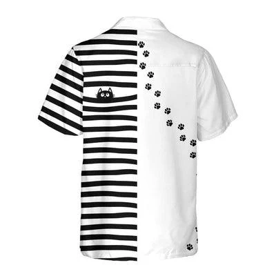 Black Cat Hawaiian Shirt, Funny Black Cat Paw Print Shirt For Men - Perfect Gift For Men, Cat Lovers, Husband, Boyfriend, Friend, Family - Image 3