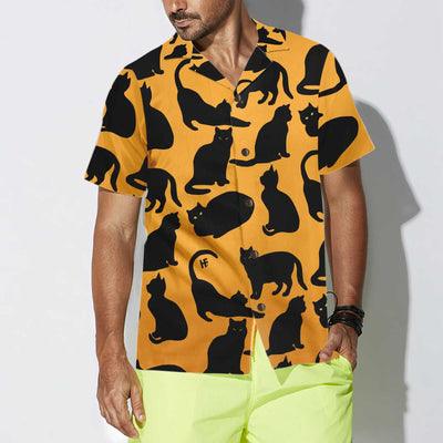Black Cat Hawaiian Shirt, Yoga Black Cat Shirt For Men - Perfect Gift For Men, Cat Lovers, Husband, Boyfriend, Friend, Family - Image 4