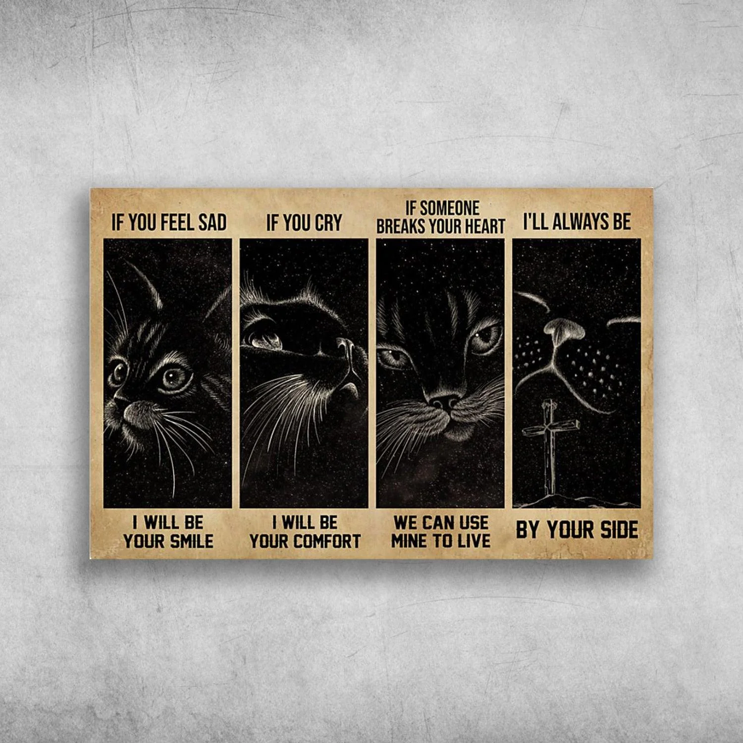 Black Cat Landscape Canvas - Black Cat If You Feel Sad I Will Be Your Smile - Perfect Gift For Black Cat Lovers, Cat Lovers, Cat Owners