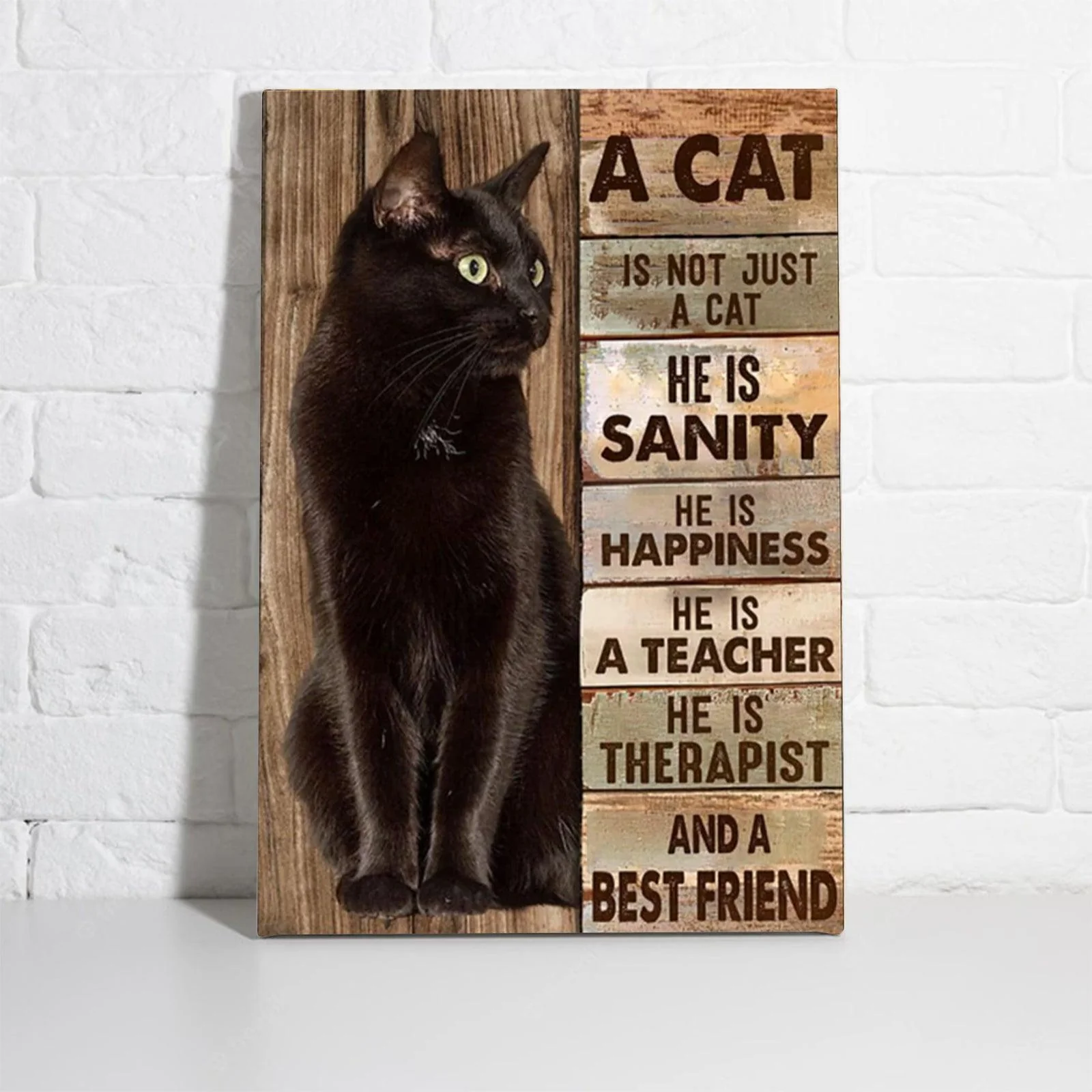 Black Cat Portrait Canvas - A Cat Is Not Just A Cat Premium Wrapped Canvas - Perfect Gift For Black Cat Lovers, Black Cat Owners, Cat Lovers
