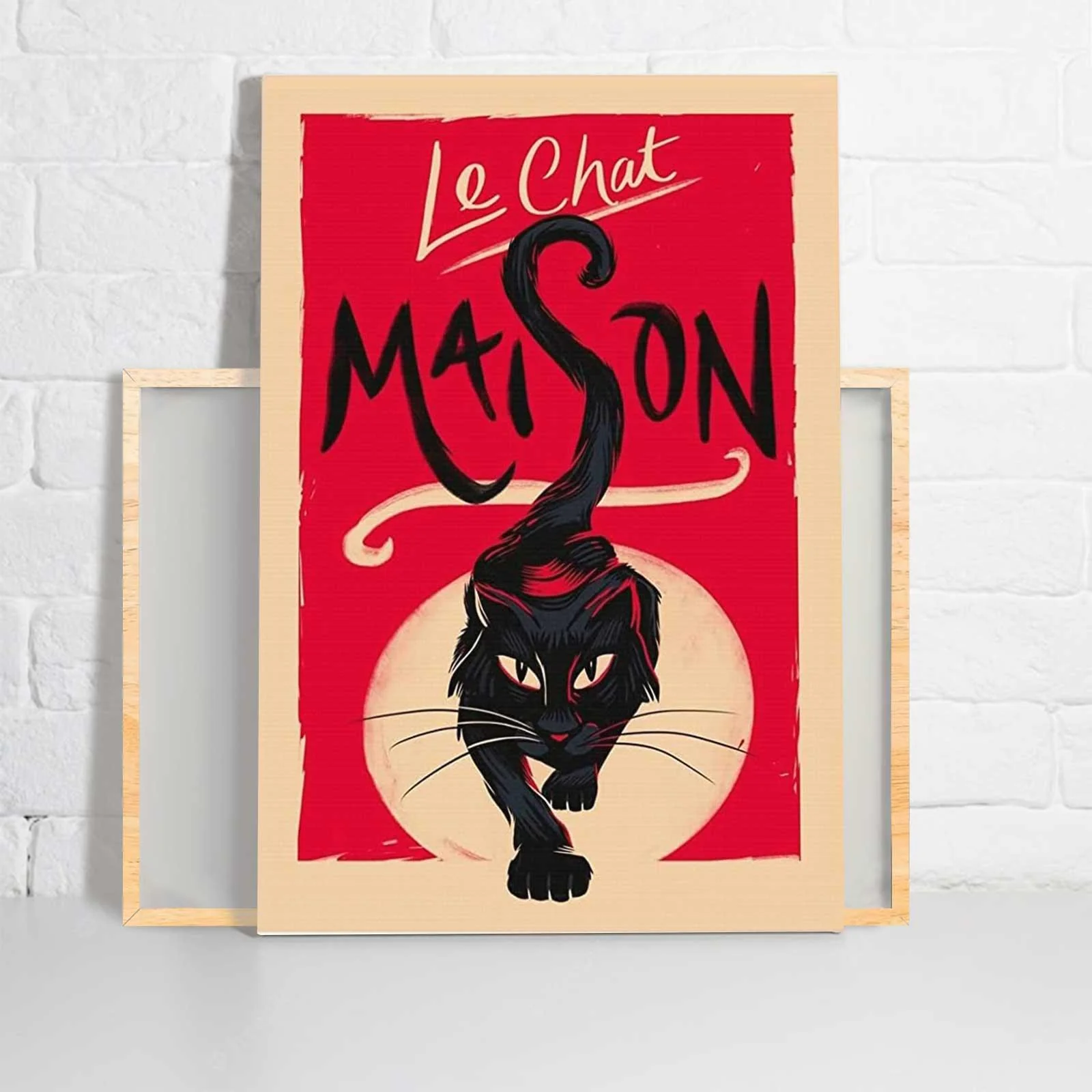 Black Cat Portrait Canvas - Black Cat Le Chat Maison, Funny Black Cat- Perfect Gift For Black Cat Lovers, Cat Lovers
