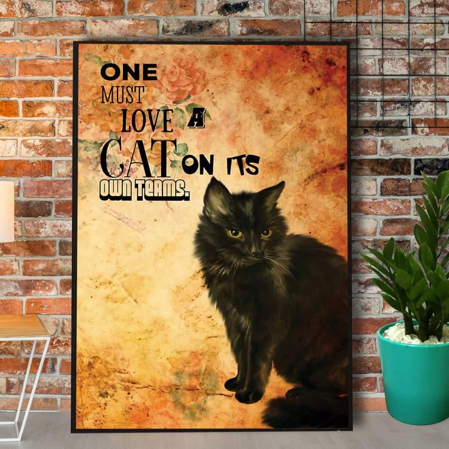 Black Cat Portrait Canvas - Black Cat One Must Love A Cat On Its Own Teams - Perfect Gift For Black Cat Lovers, Cat Lovers, Cat Owners