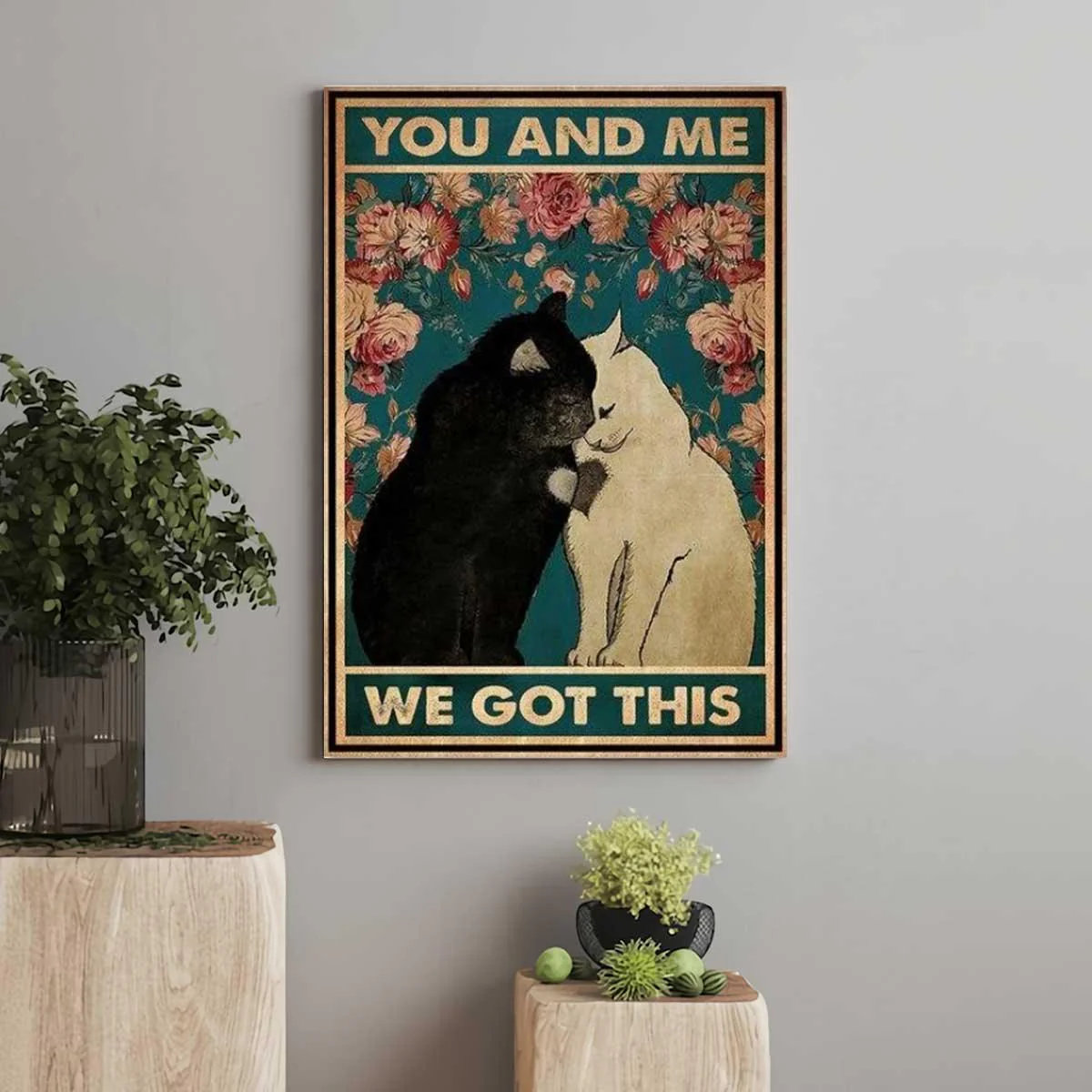 Black Cat Portrait Canvas, Cat You And Me We Got This, Cat Family Premium Wrapped Canvas - Gift For Family, Cat Lovers