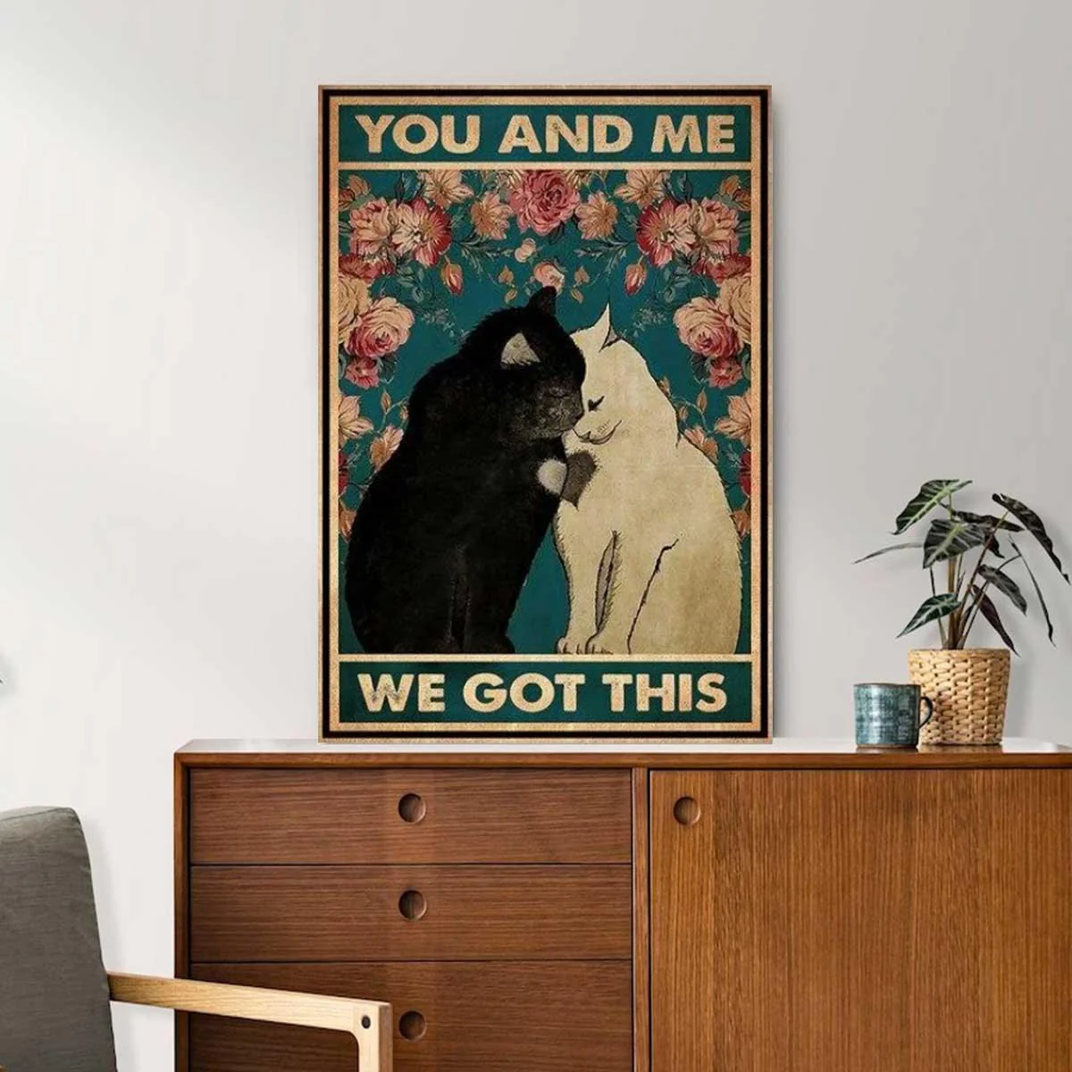 Black Cat Portrait Canvas, Cat You And Me We Got This, Cat Family Premium Wrapped Canvas - Gift For Family, Cat Lovers - Image 2