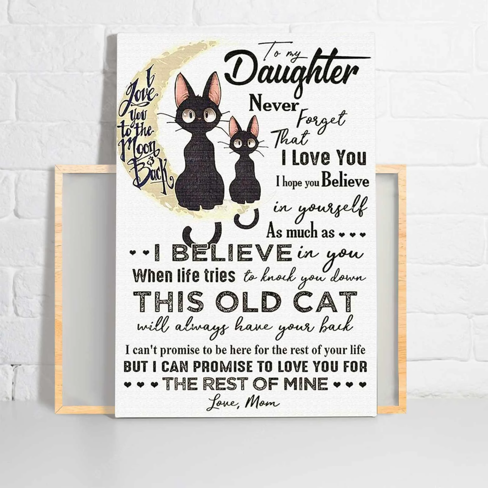 Black Cat Portrait Canvas - To My Daughter Canvas, Black Cat & Moon Premium Wrapped Canvas - Gift For Daughter, Birthday Gift From Mom - Image 2