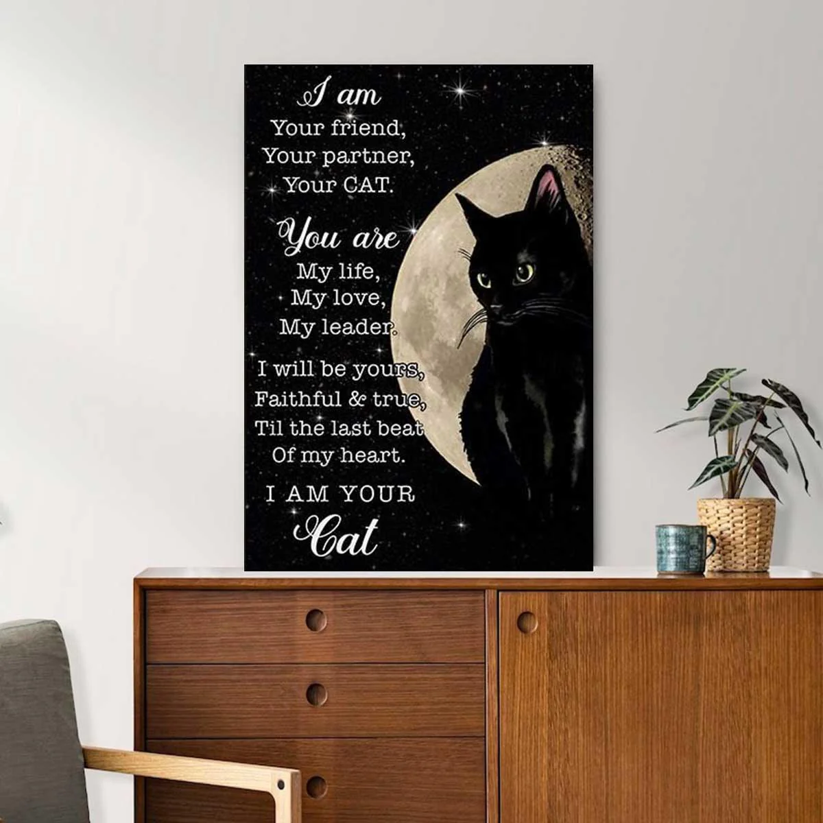 Black Cat Portrait Canvas, Premium Wrapped Canvas - Perfect Gift For Black Cat Owner, I Am Your Friend Your Partner Your Cat You Are My Life My Love My Leader - Image 2