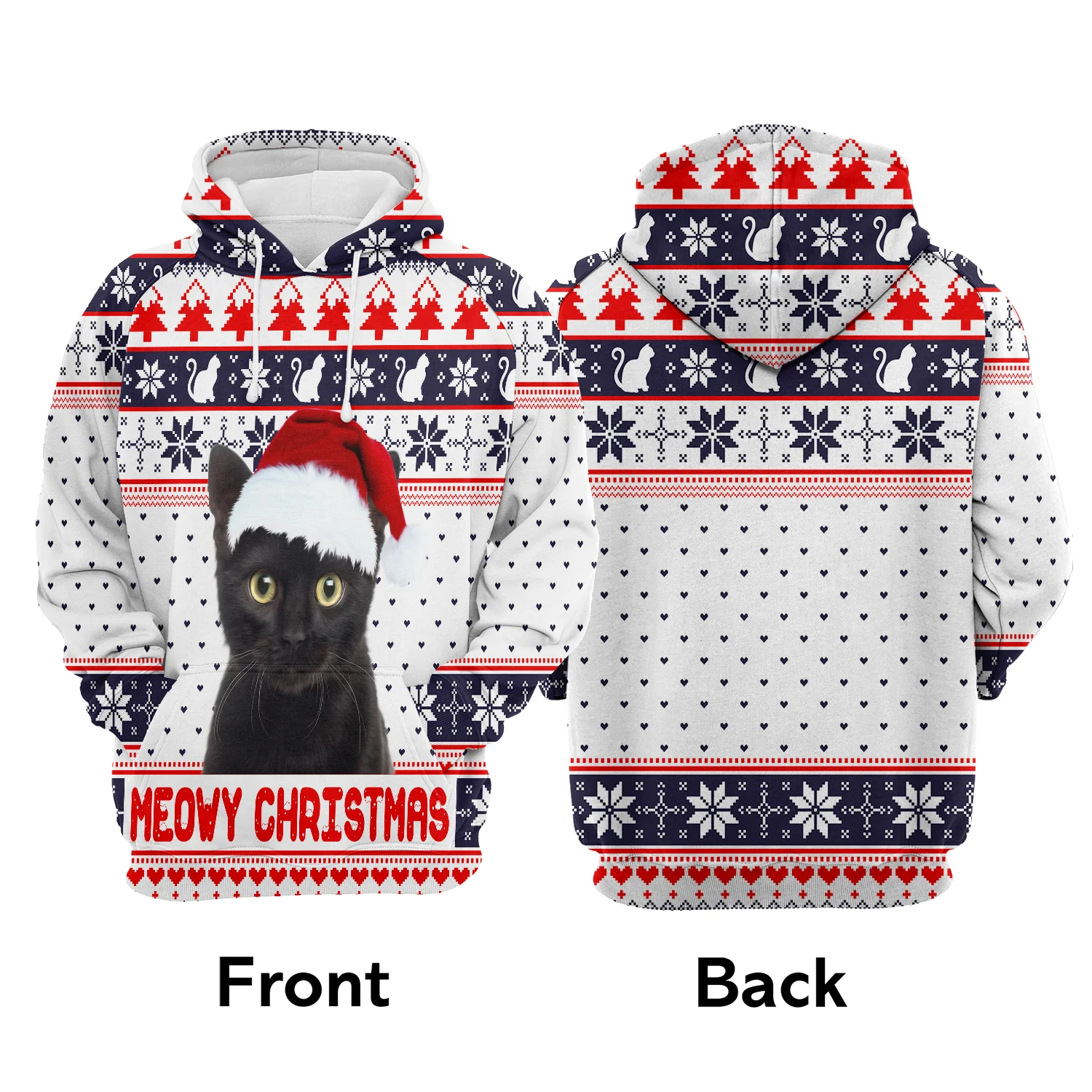 Black Cat Pullover Premium Hoodie Meowy Christmas, Perfect Outfit For Men And Women On Christmas New Year Autumn Winter - Image 2