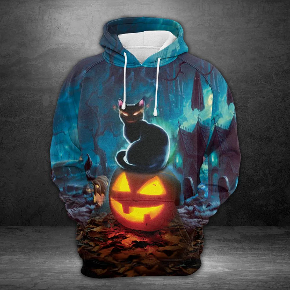 Black Cat Pumpkin Pullover Premium Hoodie, Perfect Outfit For Men And Women On Christmas New Year Autumn Winter - Image 3