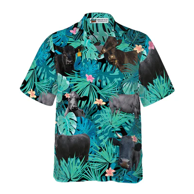 Black Cow Hawaiian Shirt, Tropical Summer Flower And Leave Hawaiian Shirt For Men - Perfect Gift For Cow Lovers, Husband, Boyfriend, Friend, Family - Image 3