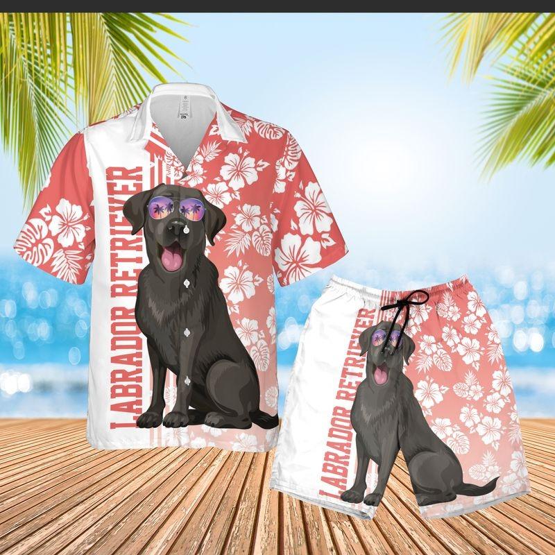 Black Labrador Retriever Aloha Hawaiian Shirt - Tropical Leaves Hawaiian Shirt, Labrador Sunglass Hawaiian Shirt For Men & Women, Labrador Lover - Image 3