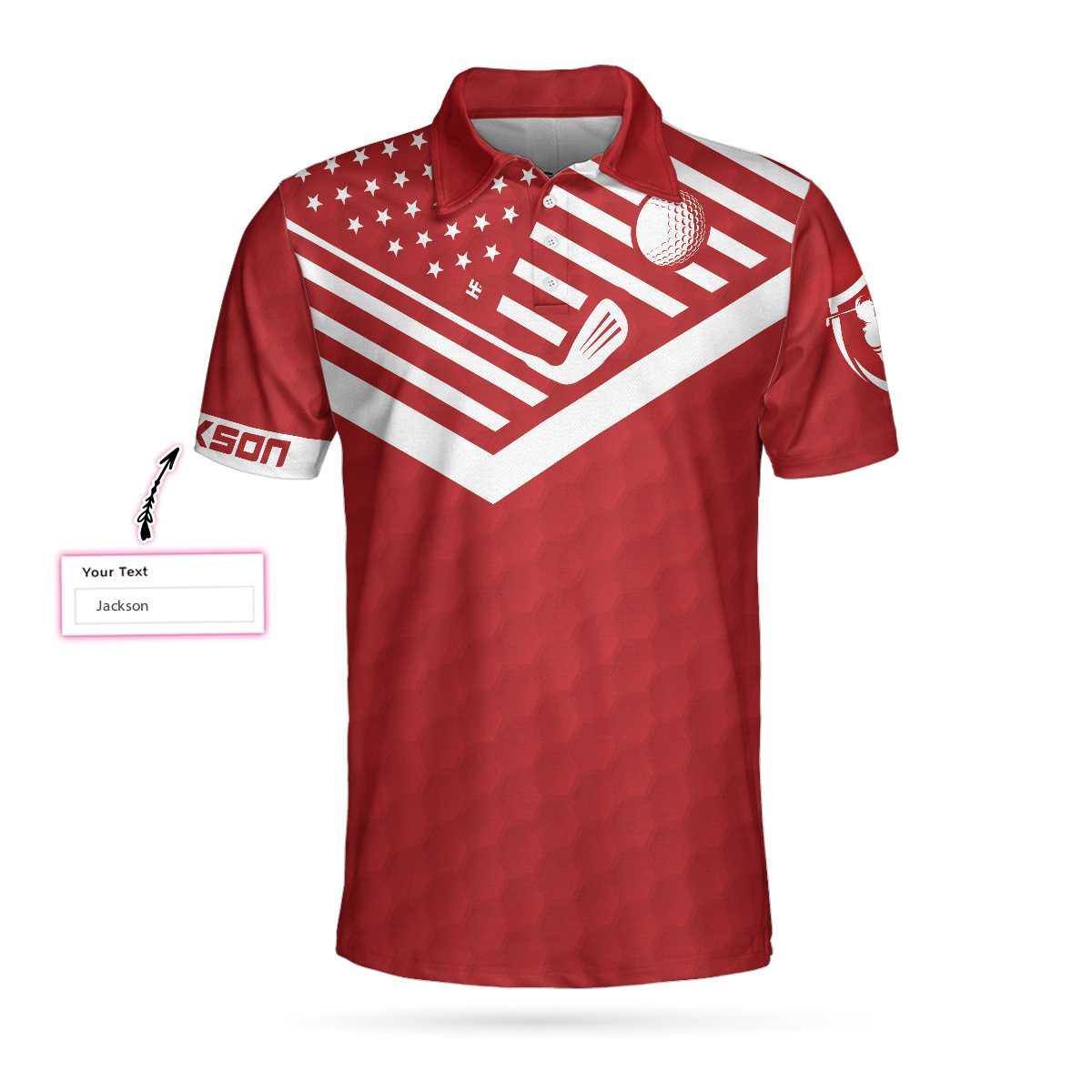 Golf Polo Shirt For Men, Personalized Custom Name Golf Polo Shirt For Golfers - Black Pimps Sunday Red American Flag Golf Custom Golf Polo Shirt - Image 4