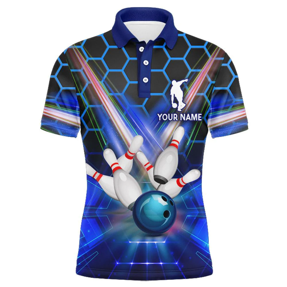 Blue Bowling Custom Polo Shirt, Bowling Personalized Polo Shirt, Bowling Shirt Custom Name and Team, Gift For Men Women, Bowling Team, Bowling Lovers - Image 2
