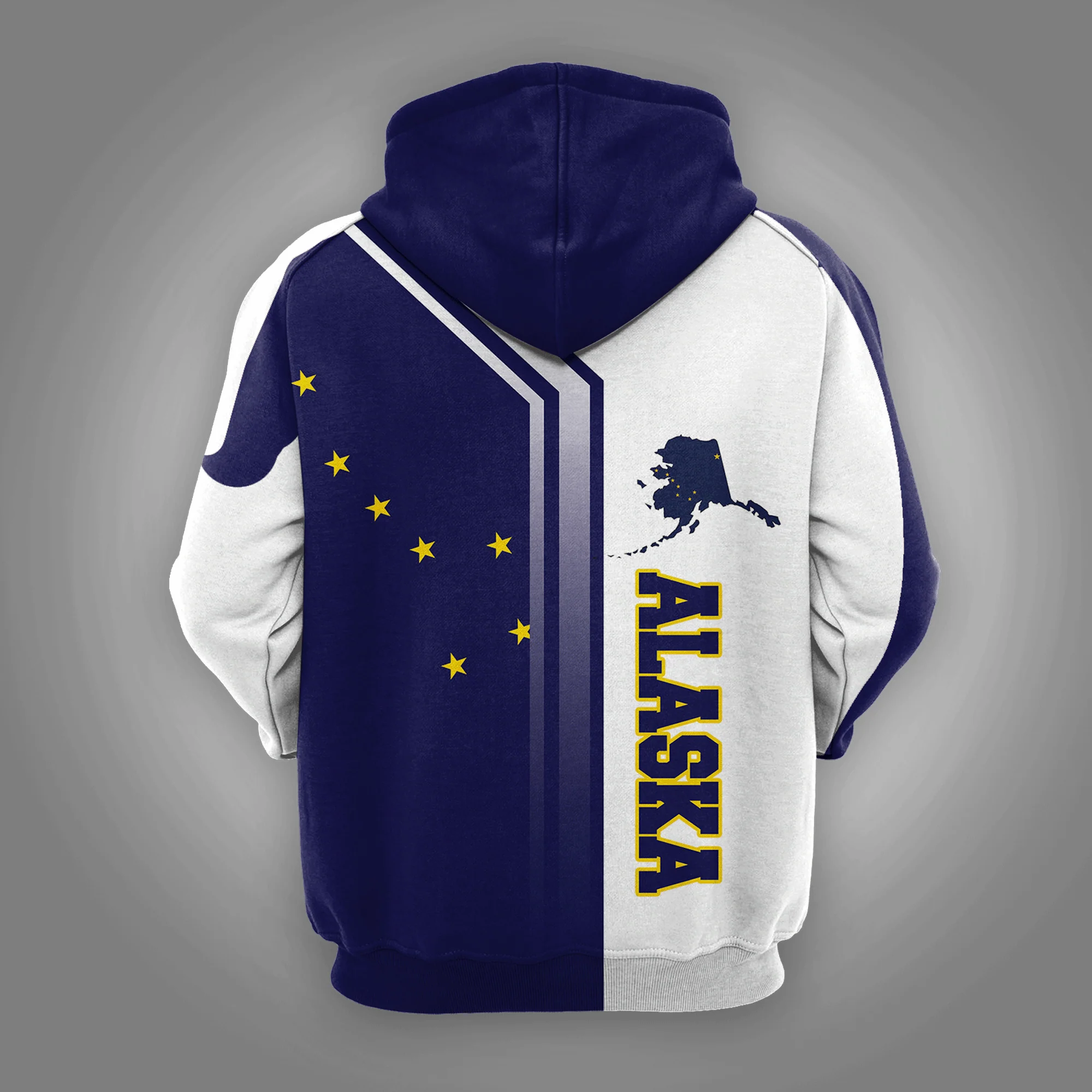 Blue White Alaska Flag Map Pullover Premium Hoodie, Perfect Outfit For Men And Women On Christmas New Year Winter - Image 2
