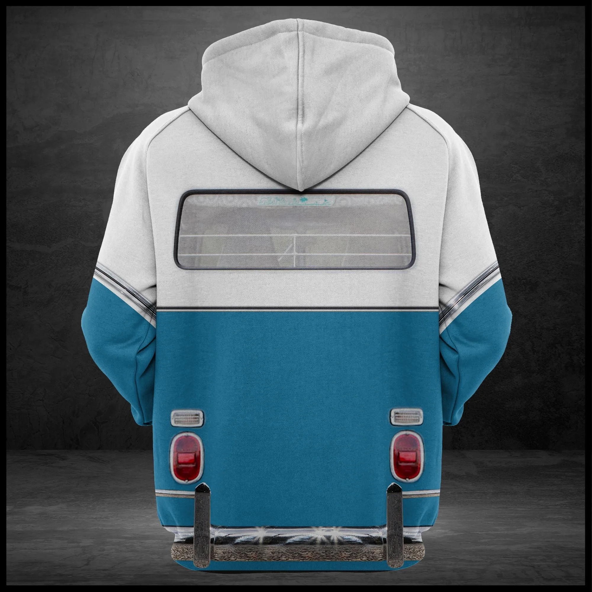 Blue & White Hippie Bus Pullover Premium Hoodie, Perfect Outfit For Men And Women On Christmas New Year Autumn Winter - Image 3