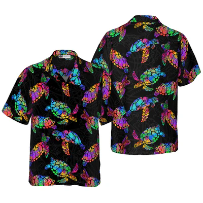 Boho Style Sea Turtle Hawaiian Shirt, Sea Turtle Aloha Shirt For Men - Perfect Gift For Sea Turtle Lovers, Husband, Boyfriend, Friend, Family