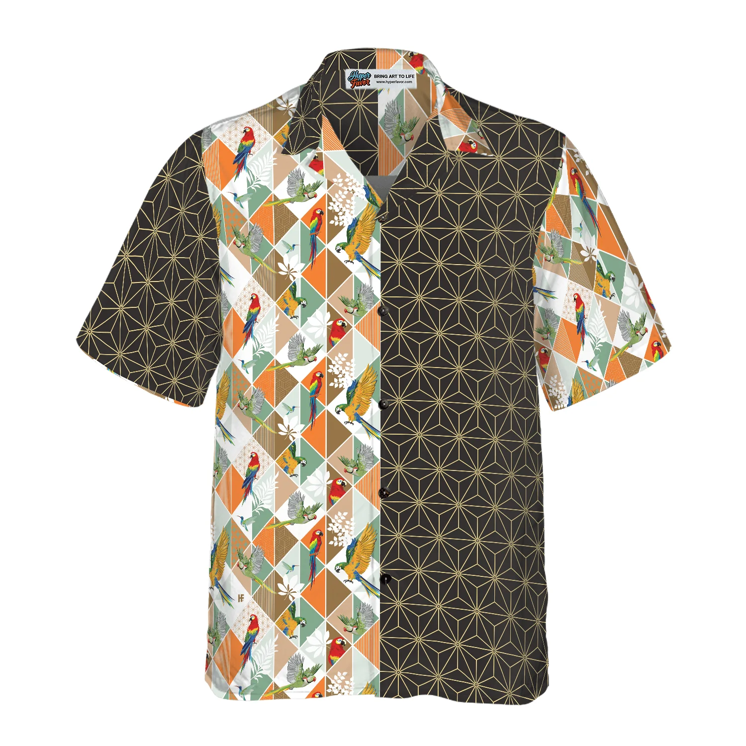 Bold Geometric Parrot Palm Hawaiian Shirt, Colorful Summer Aloha Shirts For Men Women, Perfect Gift For Husband, Wife, Boyfriend, Friend - Image 3