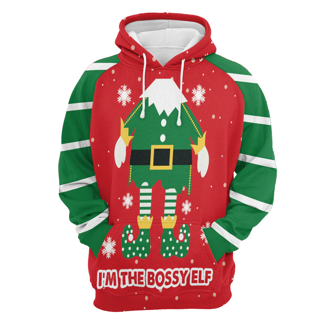 Bossy Elf Premium Christmas Hoodie, I'm The Bossu Elf Christmas Unisex Hoodie For Men & Women - Perfect Gift For Christmas, Family - Image 3