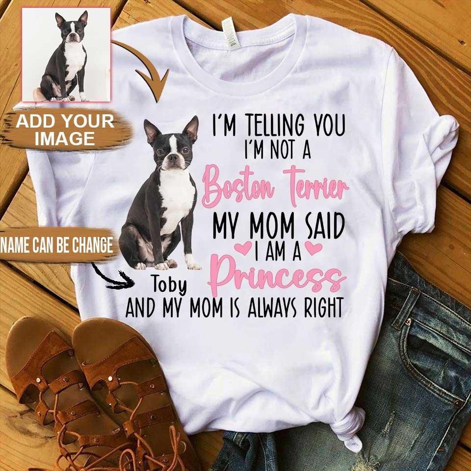 Boston Terrier Unisex T Shirt Custom - Customize Name & Photo I'm Telling You I'm Not A Boston Terrier Personalized Unisex T Shirt - Gift For Dog Lovers, Friend, Family