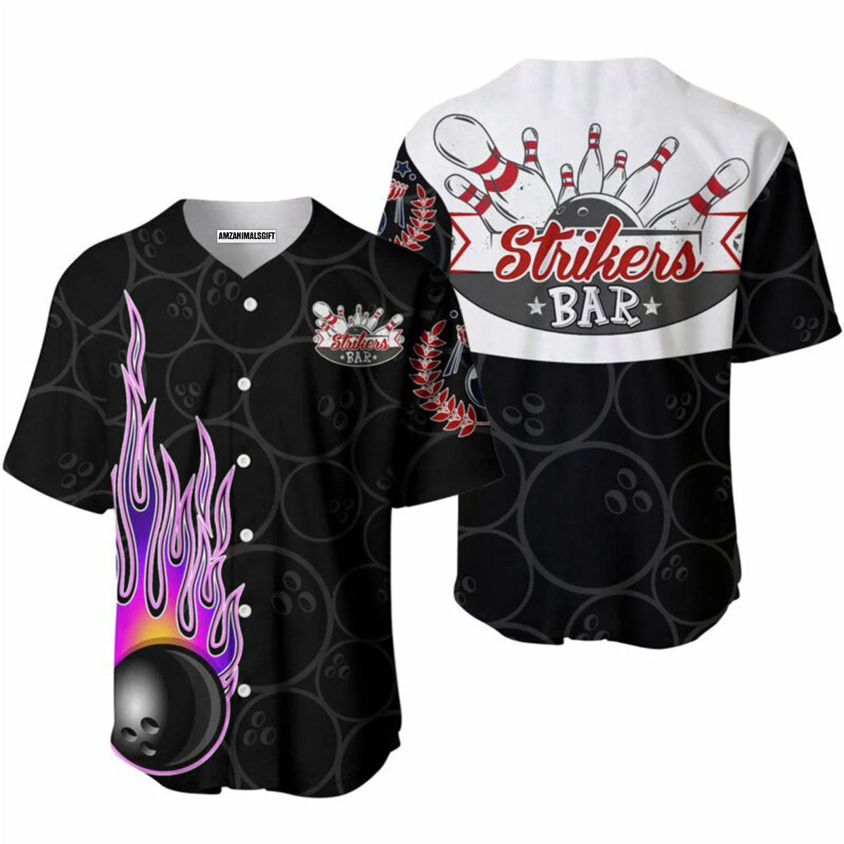 Bowling Baseball Jersey, Bowling Strike Bar Black Baseball Jersey For Men And Women - Perfect Gift For Bowling Lovers, Bowlers - Image 2