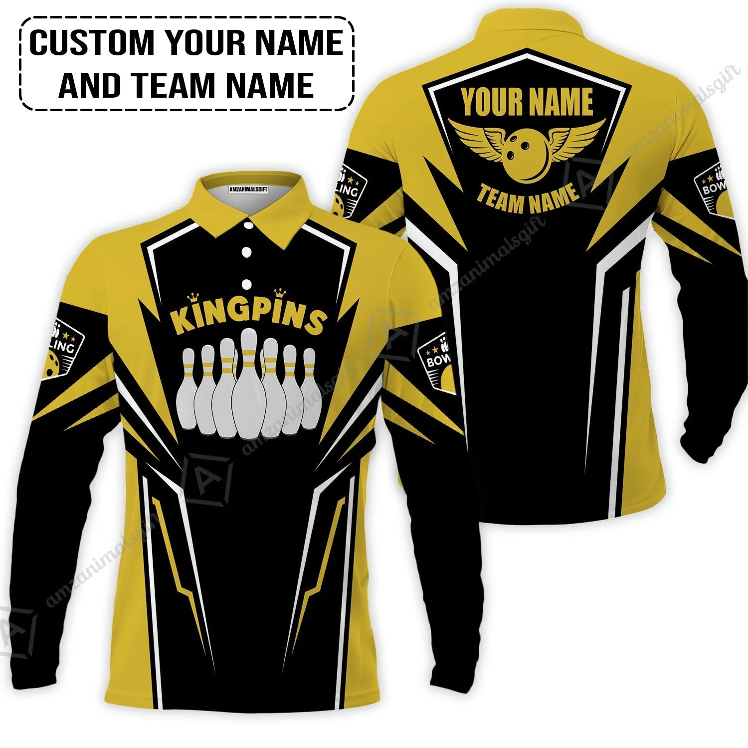 Bowling Custom Hawaiian Shirt - Custom Name King Pins Bowling Team Personalized Hawaiian Shirt - Image 8