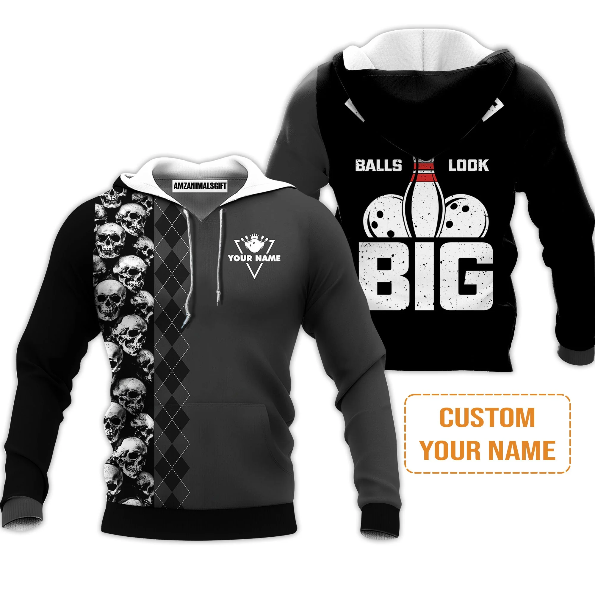 Bowling Custom Hoodie - Custom Name Bowling Does This Shirt Make My Ball Look Big Personalized Bowling Hoodie - Image 2