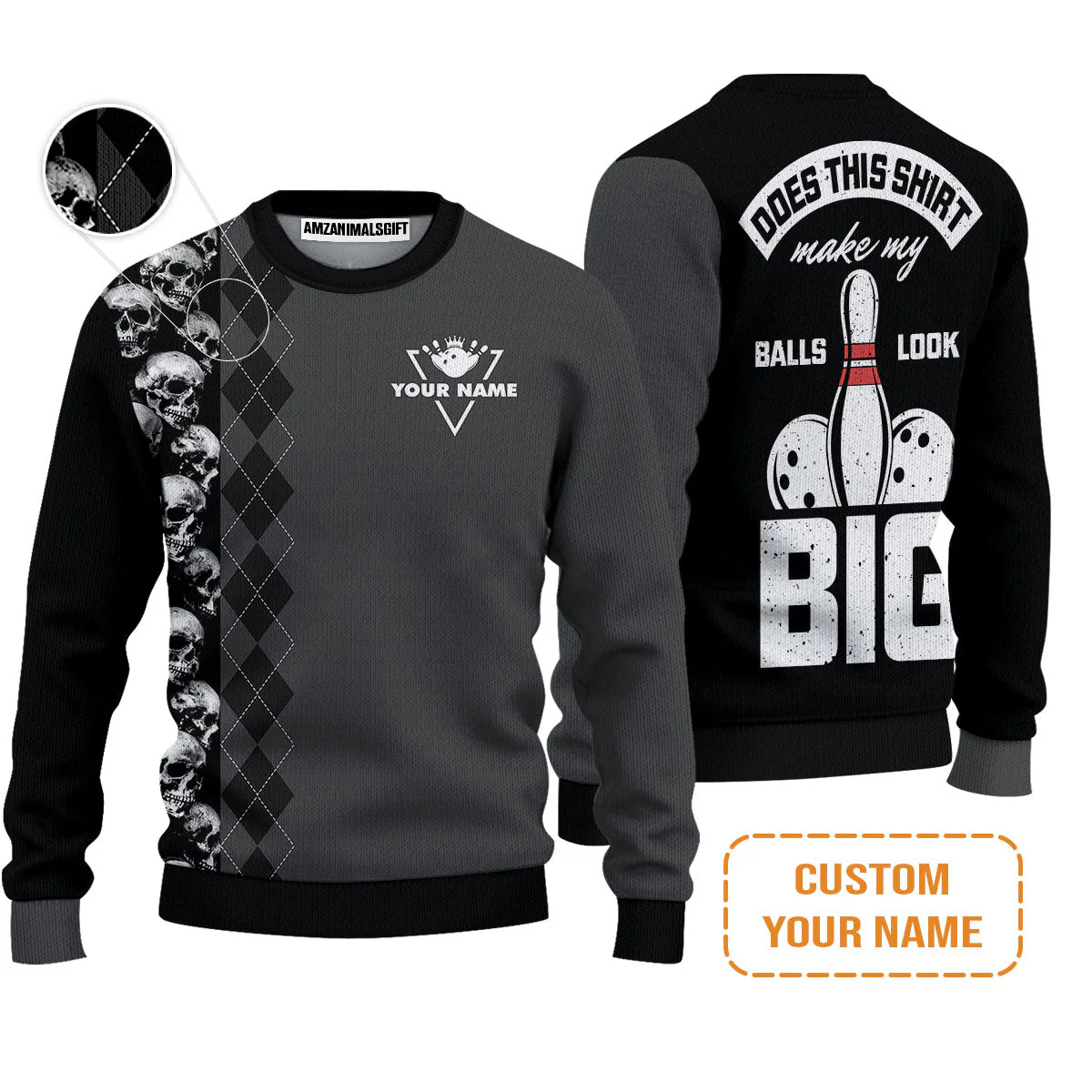 Bowling Custom Hoodie - Custom Name Bowling Does This Shirt Make My Ball Look Big Personalized Bowling Hoodie - Image 3