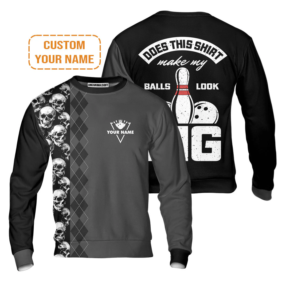 Bowling Custom Hoodie - Custom Name Bowling Does This Shirt Make My Ball Look Big Personalized Bowling Hoodie - Image 6