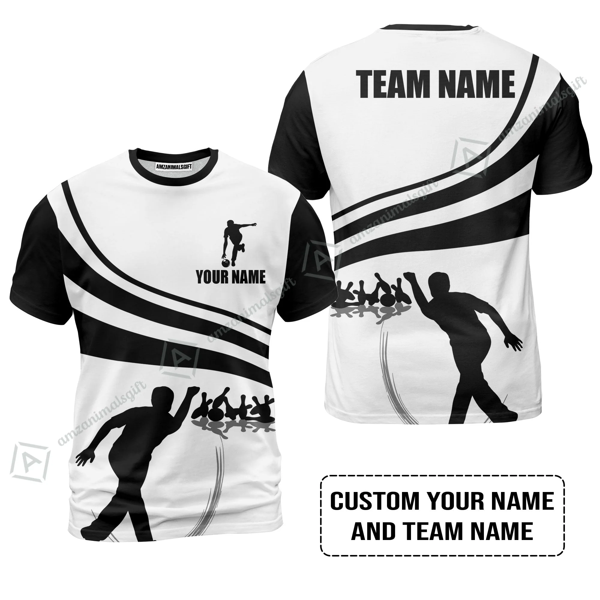 Bowling Custom Long Sleeve Men Polo Shirt - Custom Name Black and Gold Men Bowlers Personalized Bowling Polo Shirt - Image 11