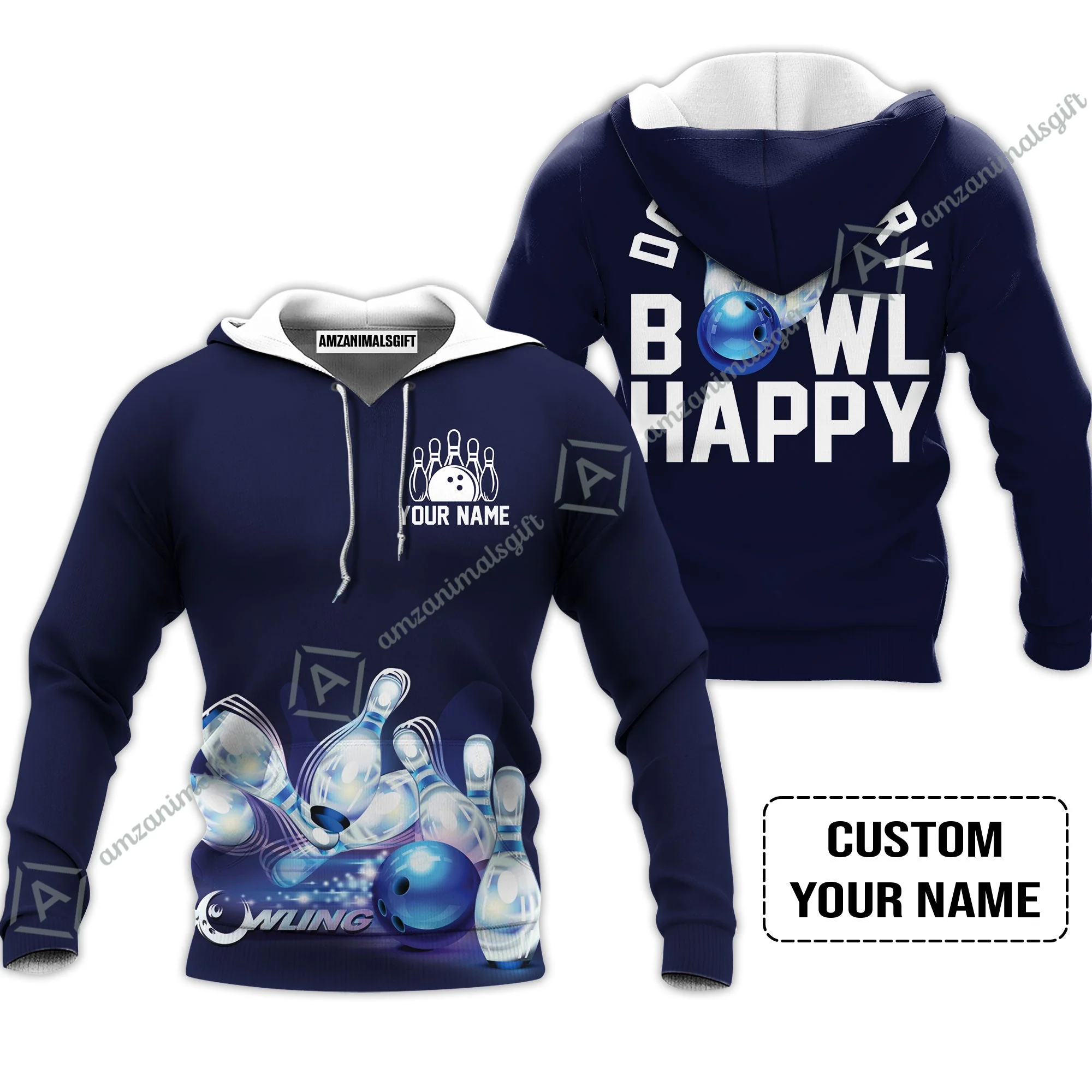 Bowling Custom Long Sleeve Men Polo Shirt - Custom Name Polo Shirt, Don't Worry Bowl Happy Personalized Bowling Polo Shirt - Gift For Friend, Family, Bowling Lovers - Image 5